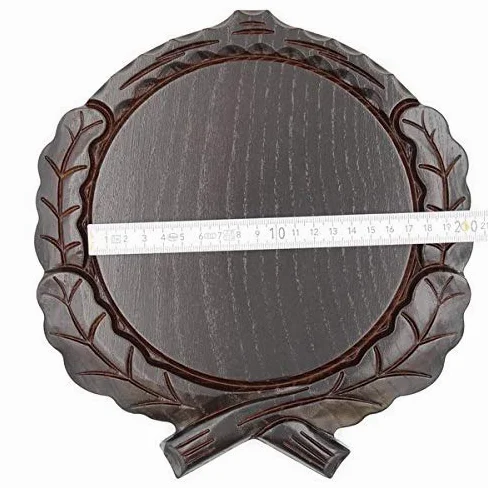 GTK - Juego de 5 placas cuña talladas oscuras AF 17,5 cm con 10 hojas de aluminio de roble, portada de cuñas, tabla de especias, cartel para trofeos