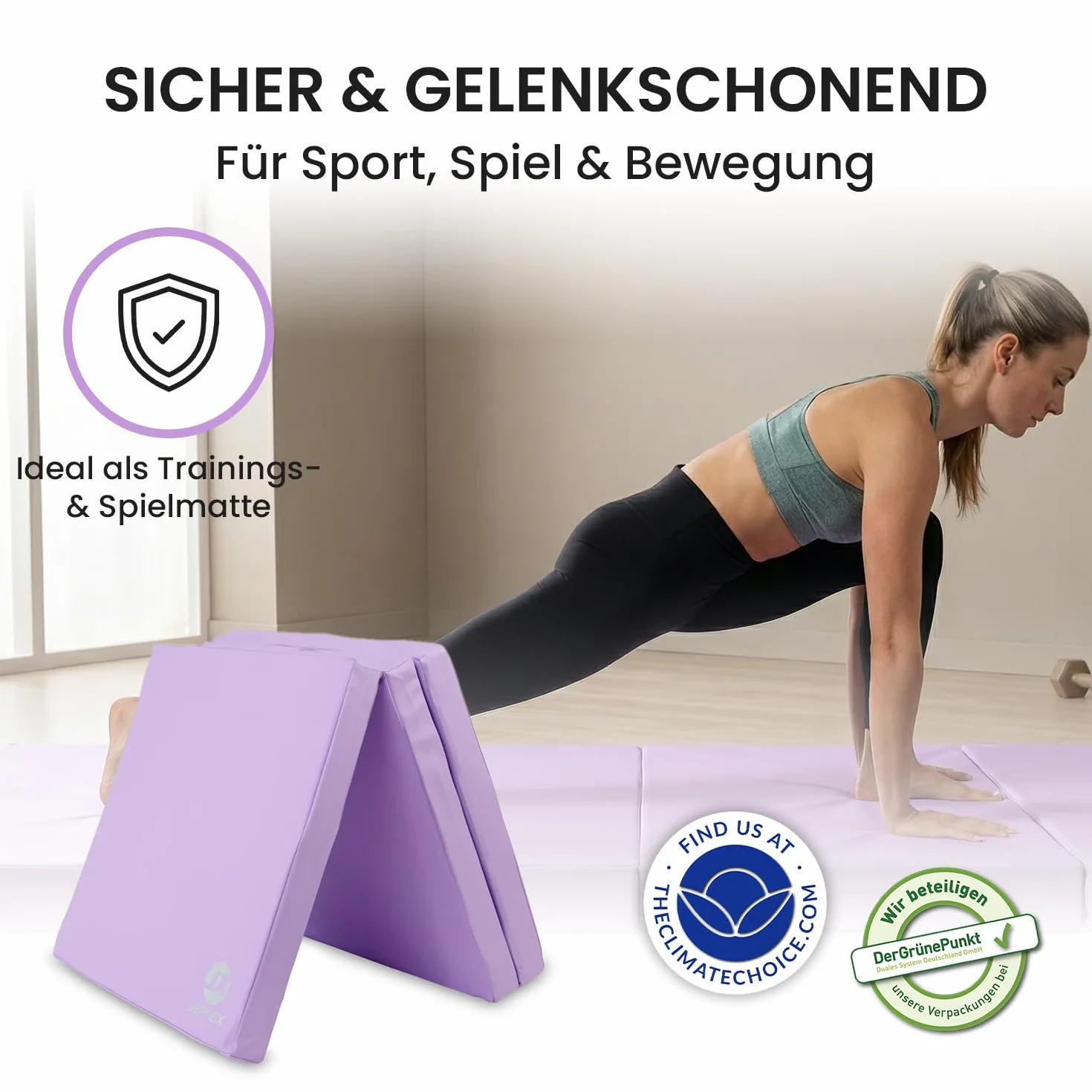 Jeflex - Colchoneta plegable Gimnasia 180 x 60 x 6 cm fabricada en Alemania / Esterilla de gimnasia / Colchoneta multifuncional y yoga / Esterilla de juego para habitación de los niños