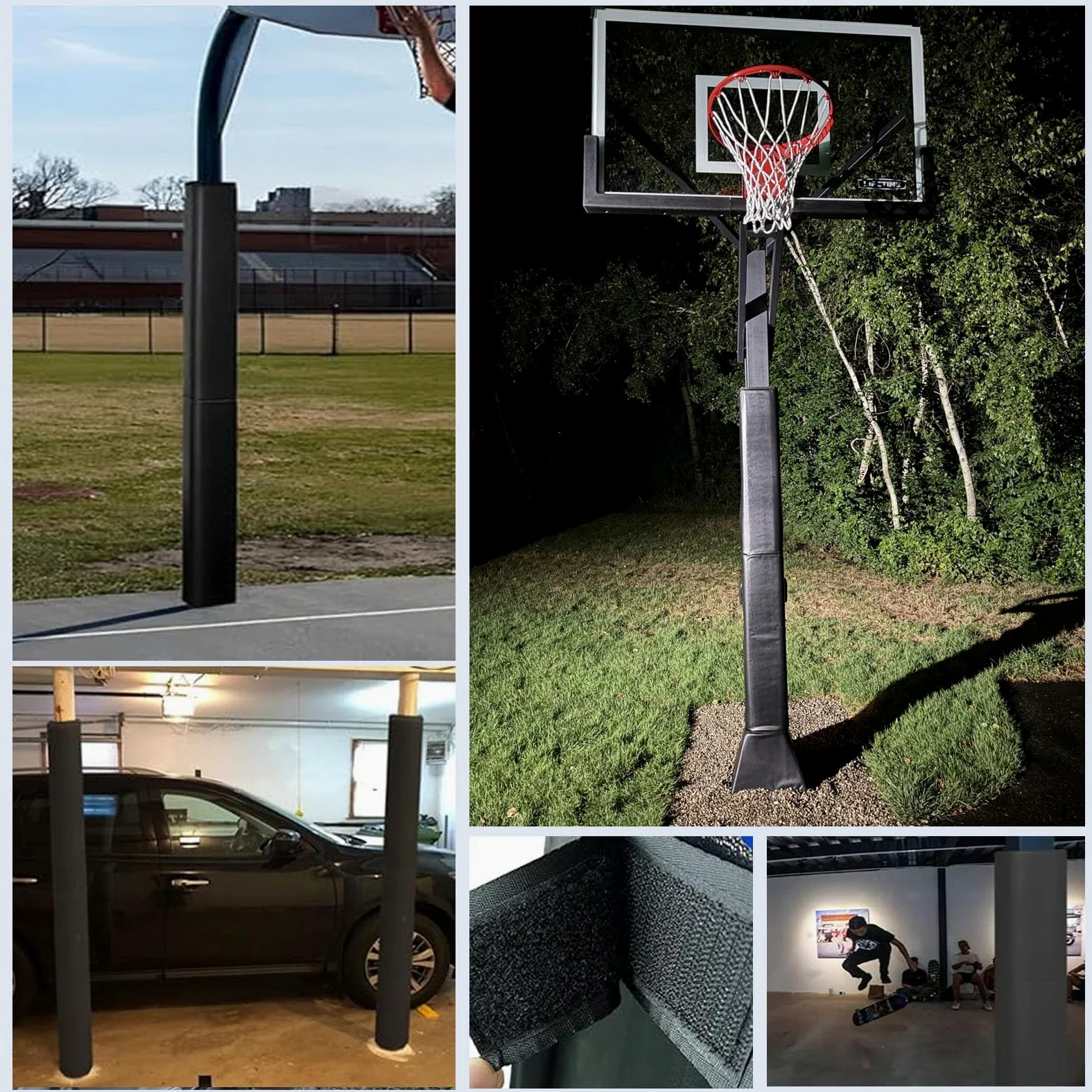 Acolchado de poste de garaje para aro de baloncesto, protector alrededor del poste de metal, seguridad del jugador para gimnasio