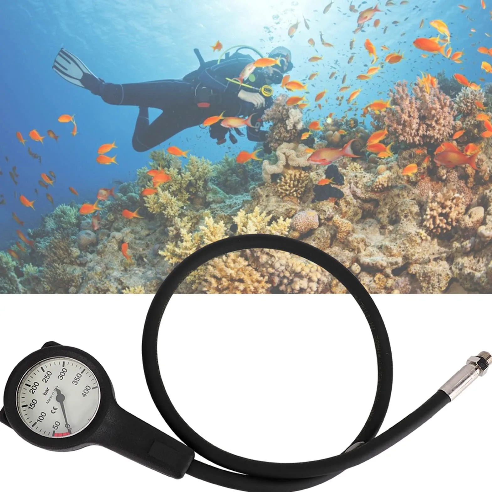EMUKOEP Manómetro de Buceo Resistente Al Agua y Duradero con Esfera Luminosa de 400 Bares para Exploración de Aguas Profundas