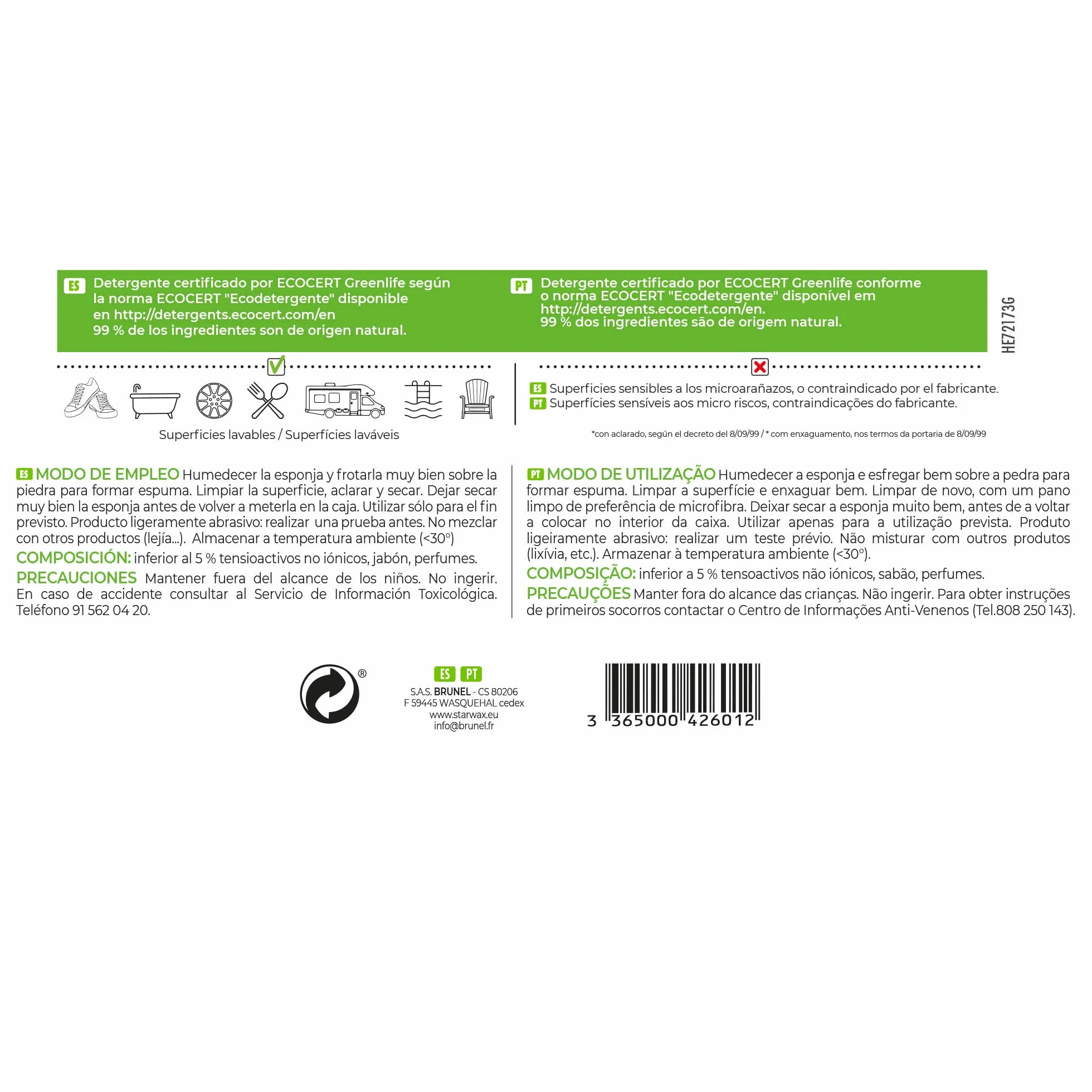 Starwax Piedra blanca de limpieza multiusos 100% origen natural