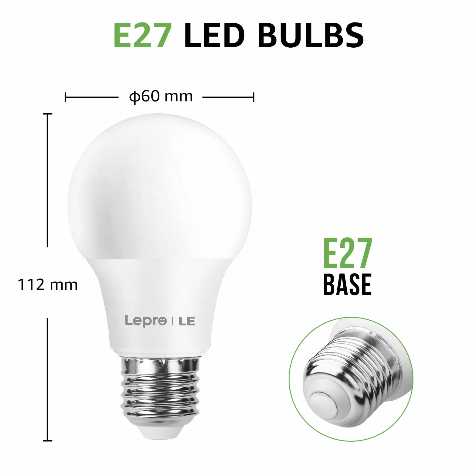 Lepro Bombilla LED E27 2700K 8.5W 806lm Ángulo 180° Pack de 3