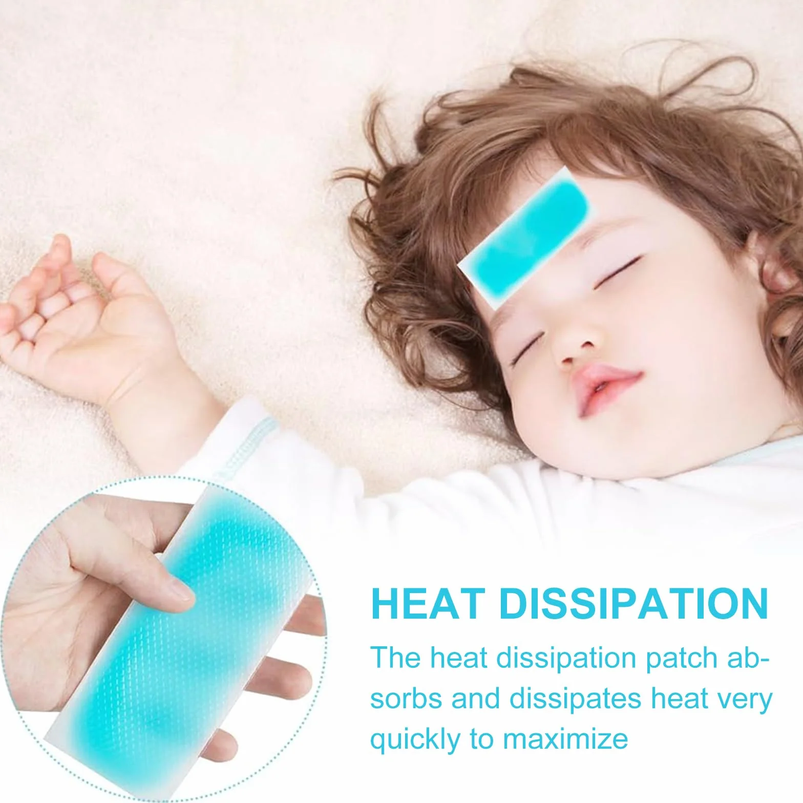 Parches refrescantes para la fiebre para niños y adultos, almohadillas de gel, alivio de la migraña, 20 hojas