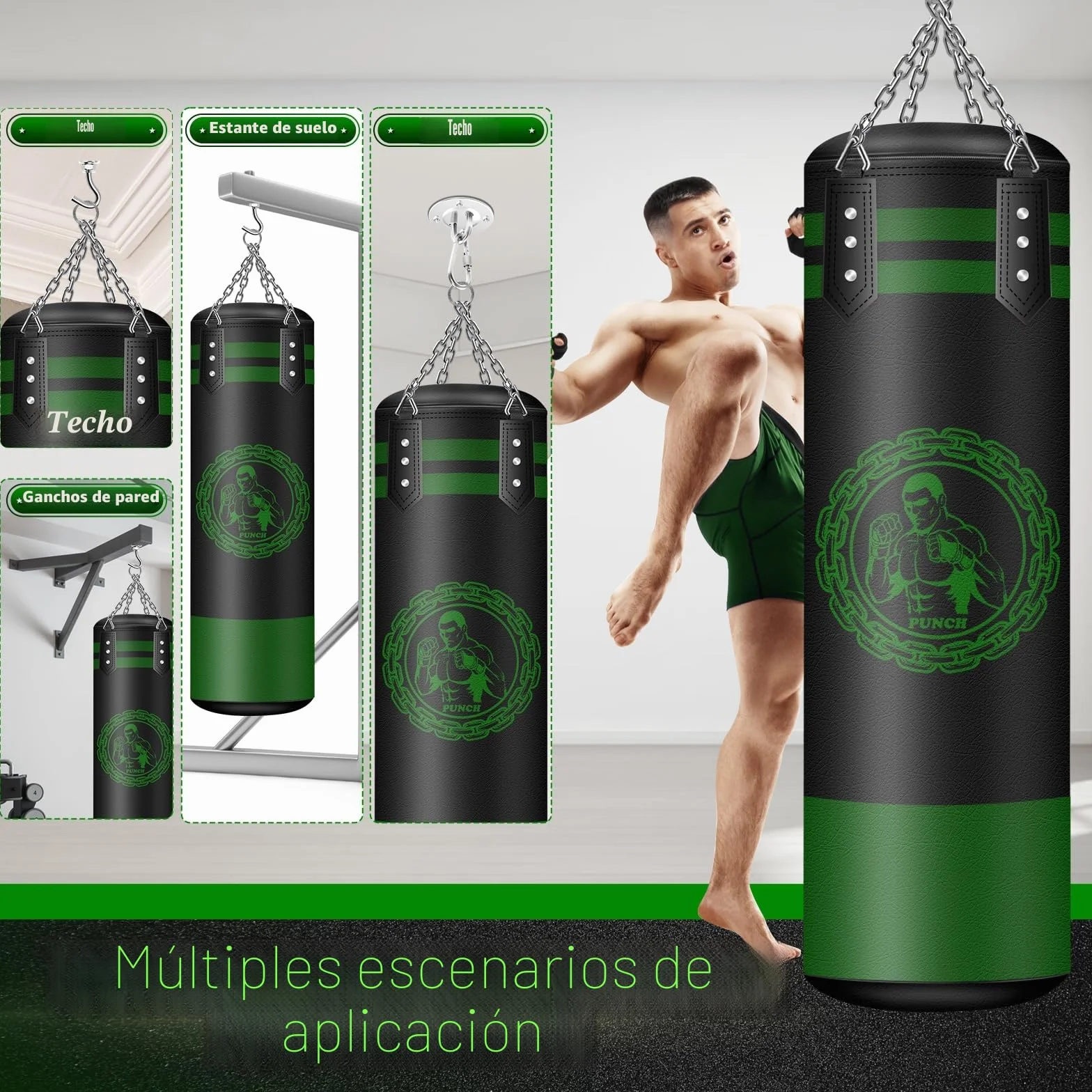 NZQXJXZ Saco de Boxeo para Colgar,120cm sin Rellenar Relleno Saco Boxeo, Microfibra de Cuero Bolsa Pesada para la formación de Kickboxing Fitness MMA Grappling Muay Thai Karate