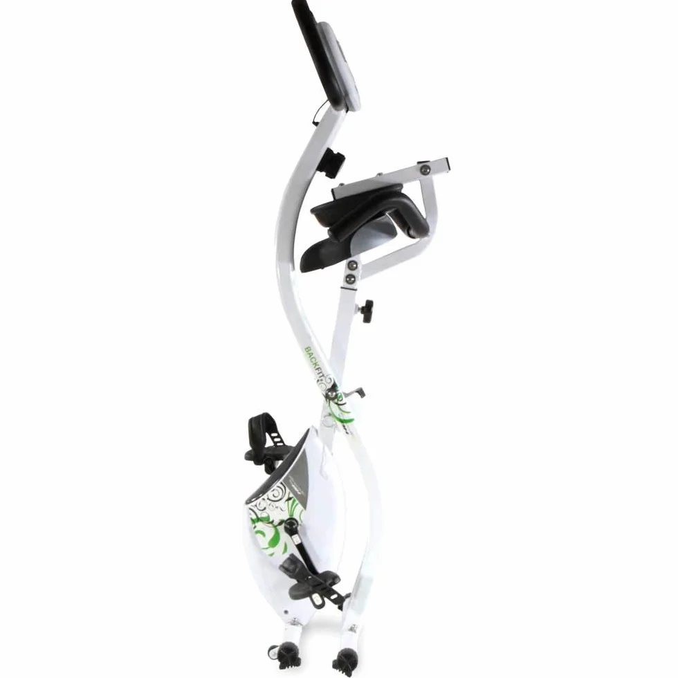 Bicicleta estática plegable con respaldo BACKFIT + soporte tablet/smartphone Blanco