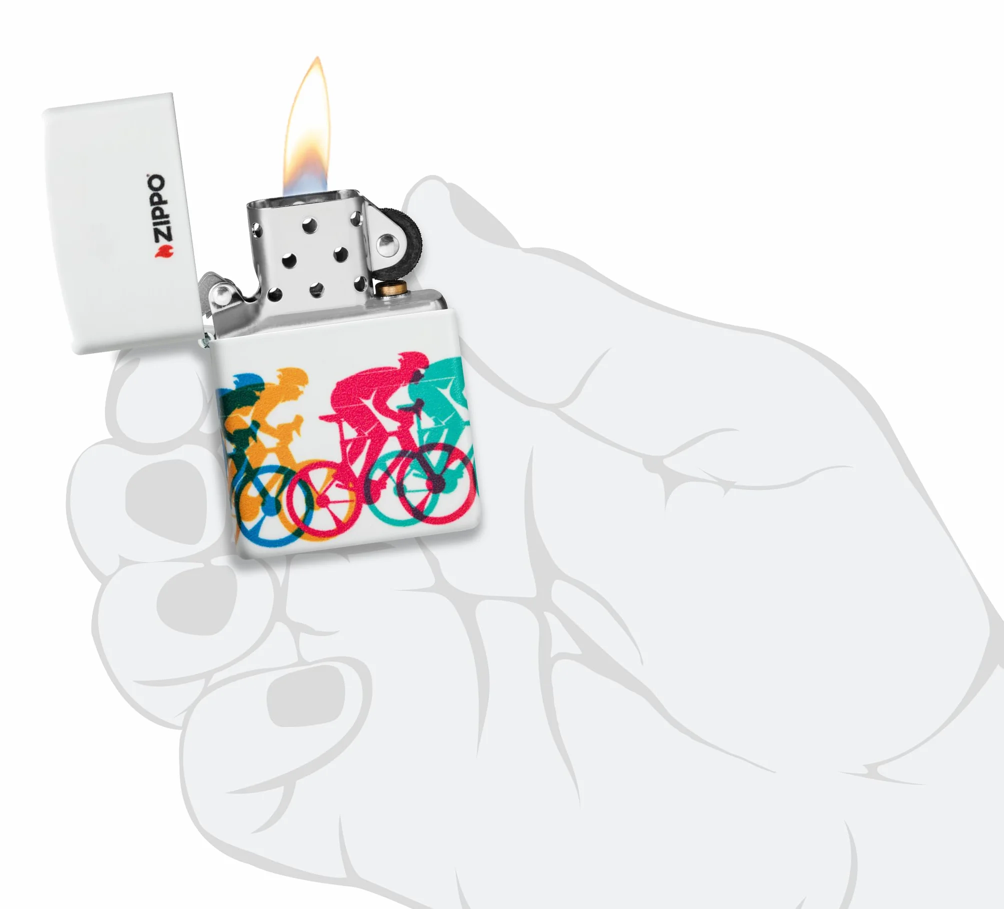 Zippo Sturmfeuerzeug Bicycle Race 540° Color Image Nachfüllbar Wiederverwendbar Windfest