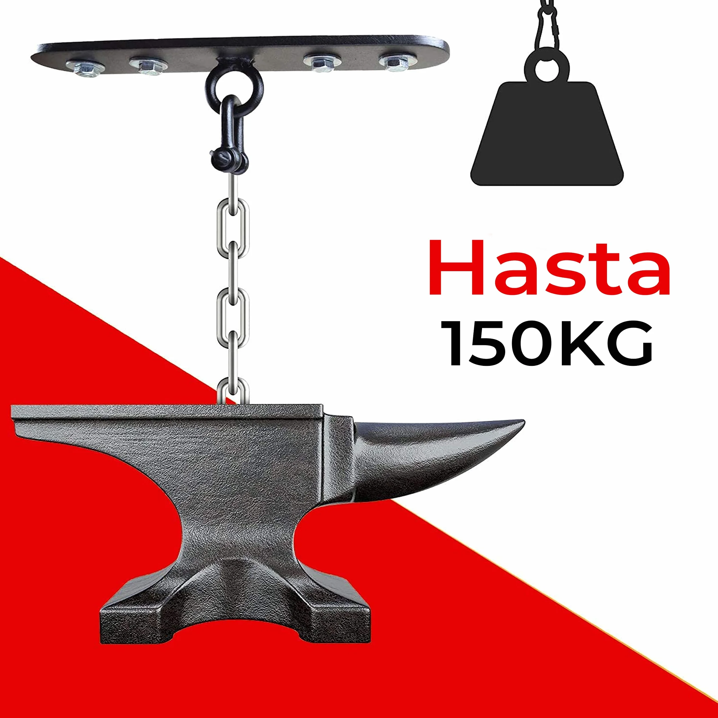 AQF Gancho de Techo de Hierro para Saco de Boxeo | Soporte Giratorio Resistente para Colgar Pelotas de Boxeo | Gancho de Techo Calibre 18 con grillete en D | Soporta hasta 150 kg