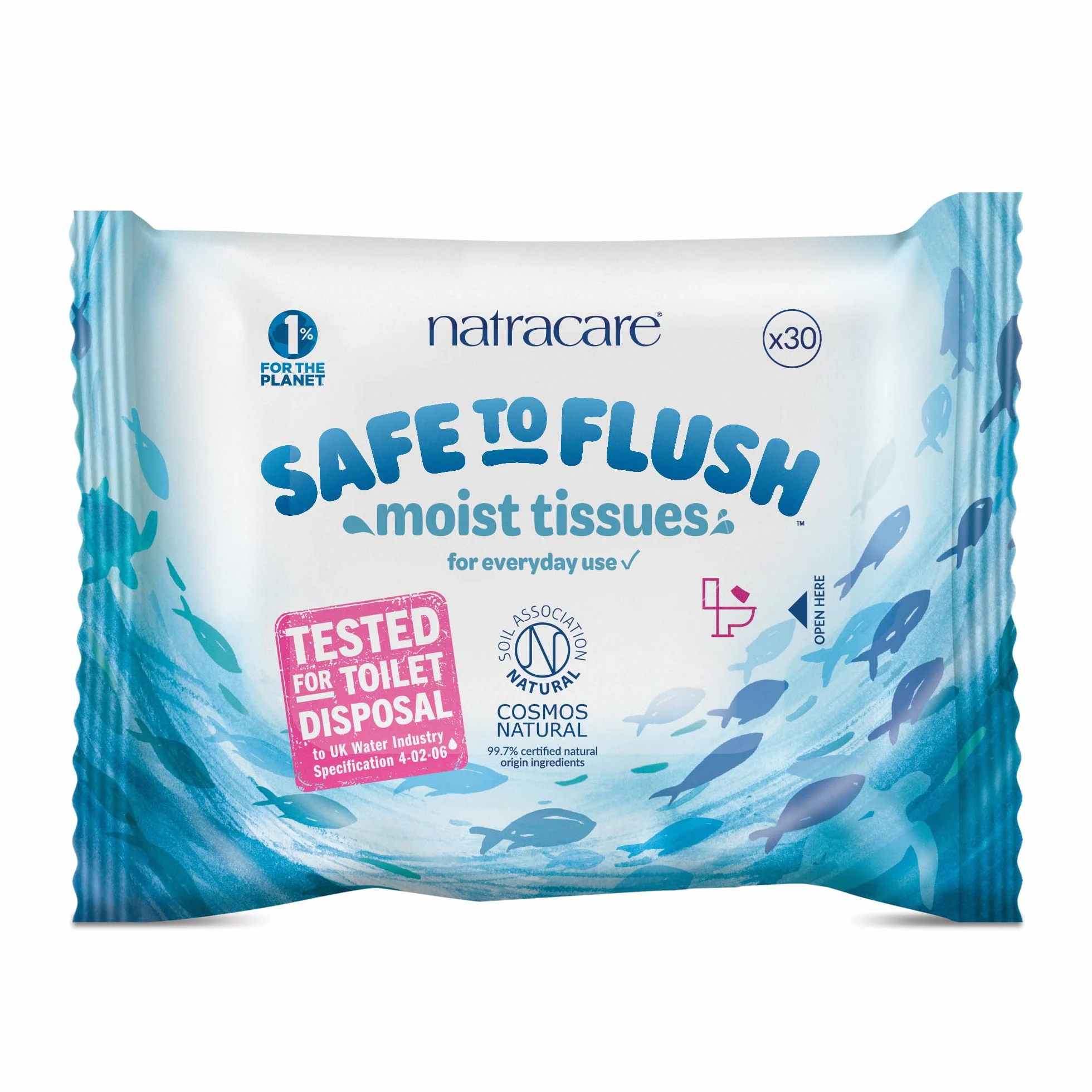 Natracare Tocador de papel higiénico Safe to Flush 30 wipes