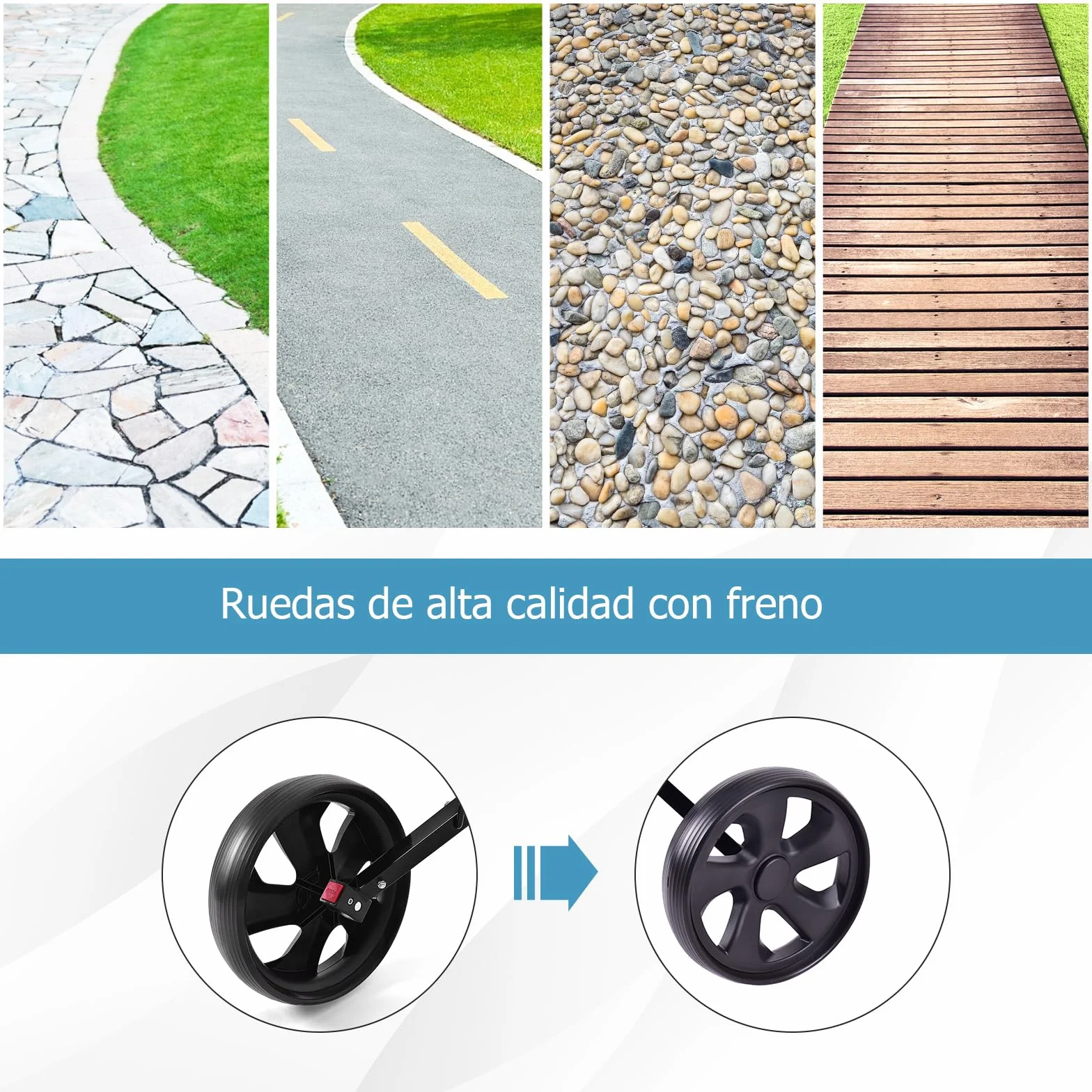 GOPLUS Carrito de Golf Plegable con 2 Ruedas, 67 x 142 x 112 cm