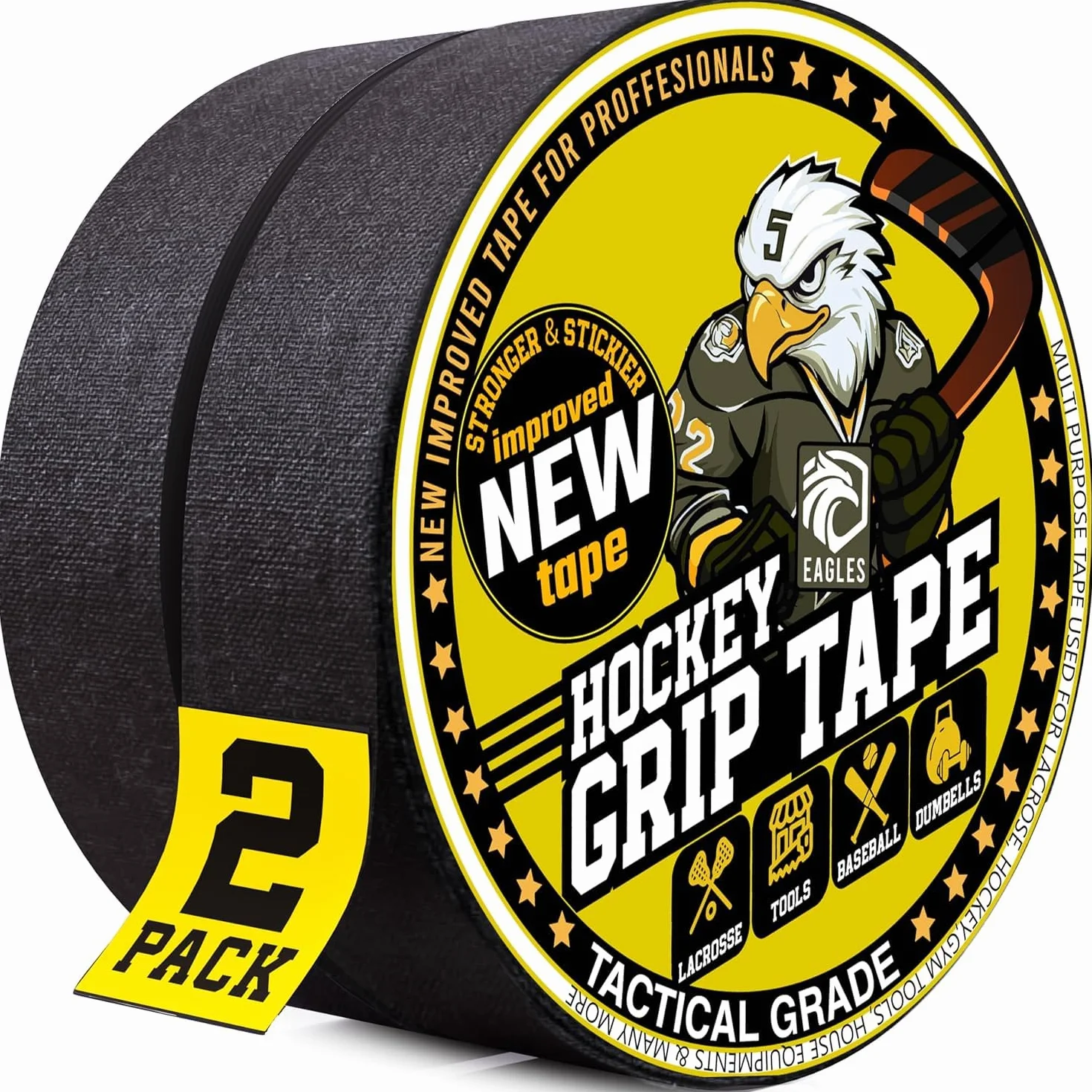 EAGLES Rollo de cinta de tela multiusos para hielo y rodillo, hoja de palo de hockey y protector de manga, agarre fuerte para bate de béisbol Lacrosse - regalos deportivos, accesorios, equipo, equipo