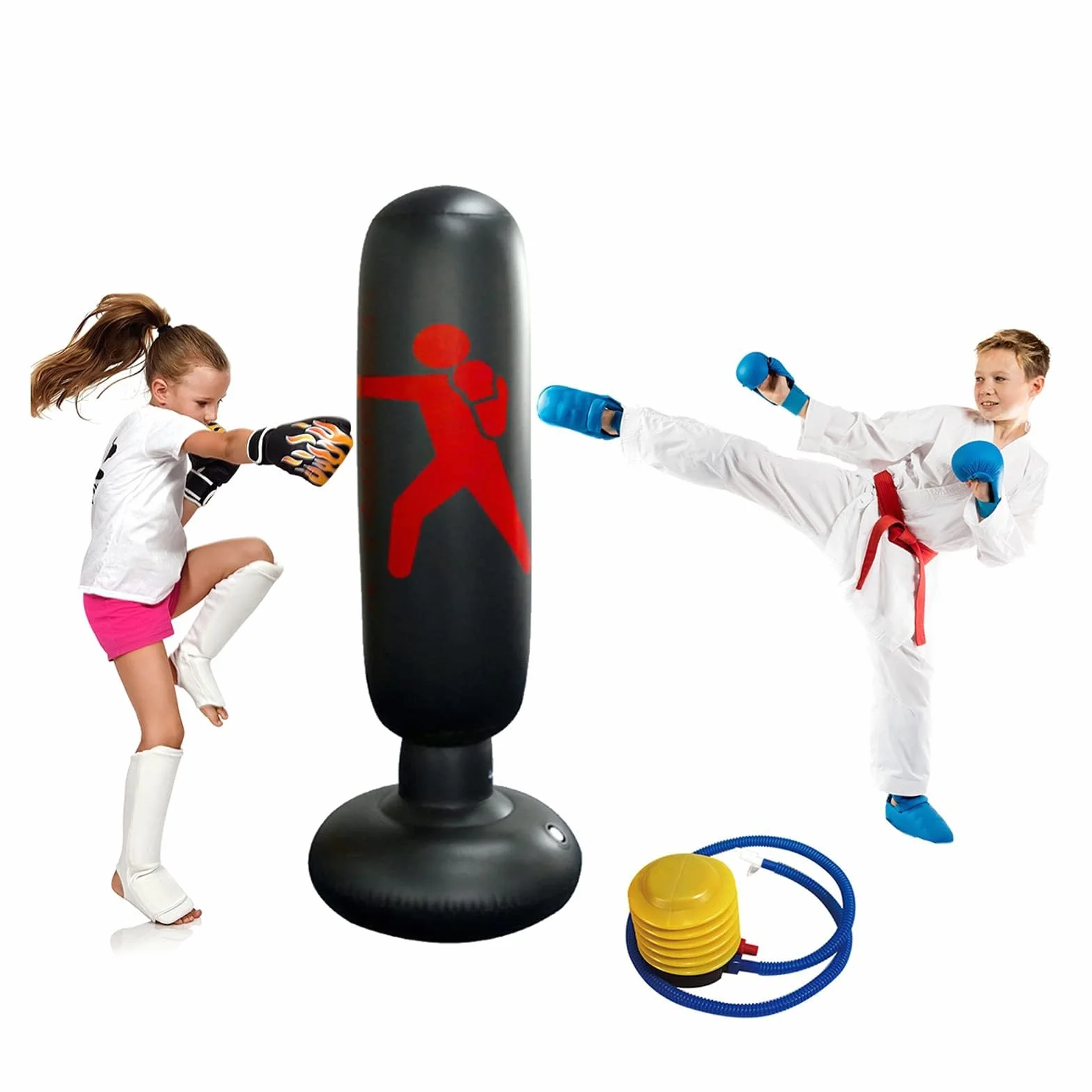 Saco de Boxeo Niños 160 cm Hinchable Punching Bag para Karate Kickboxing