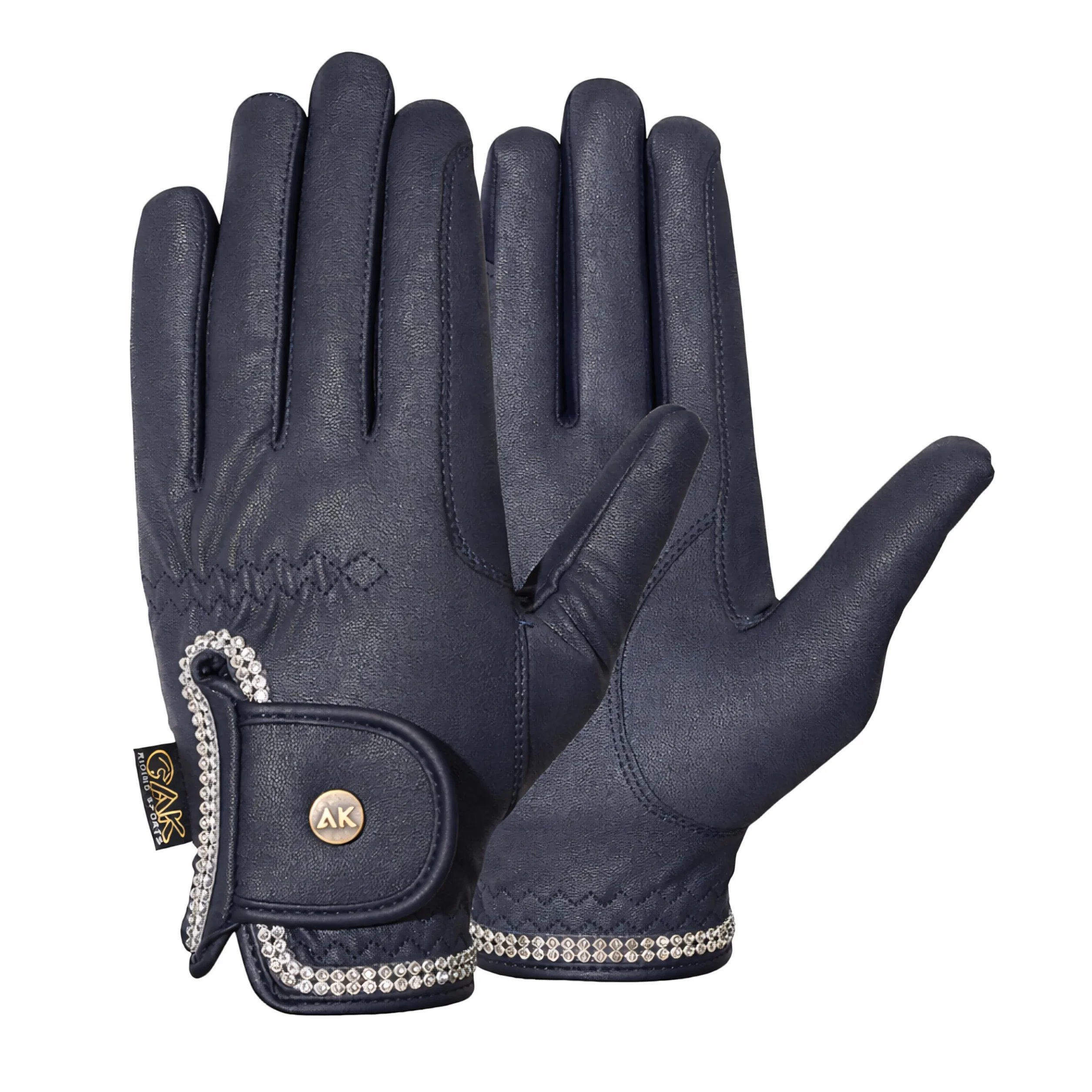 AK Horse Riding Gloves for Competition & Dressing with Crystal Diamante AKRS-6366