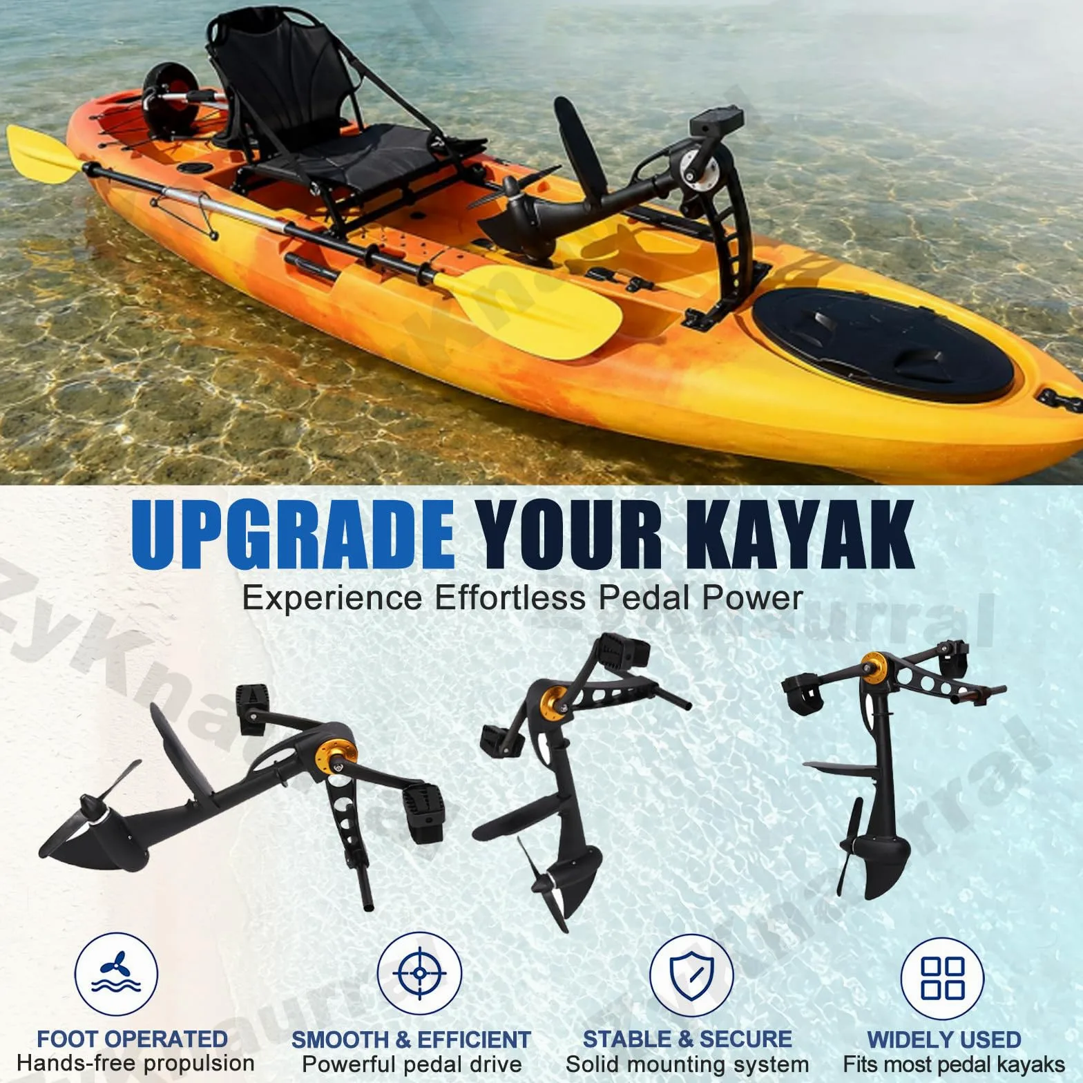 Sistem-a De Propulsión a Pedales Para Kayak, Kayak De Pesca a Pedales, Apto Para Kayaks Y Embarcaciones De Pesca Hinchables, Motor De Propulsión a Pedales Robusto Y Duradero, Fácil Instalación