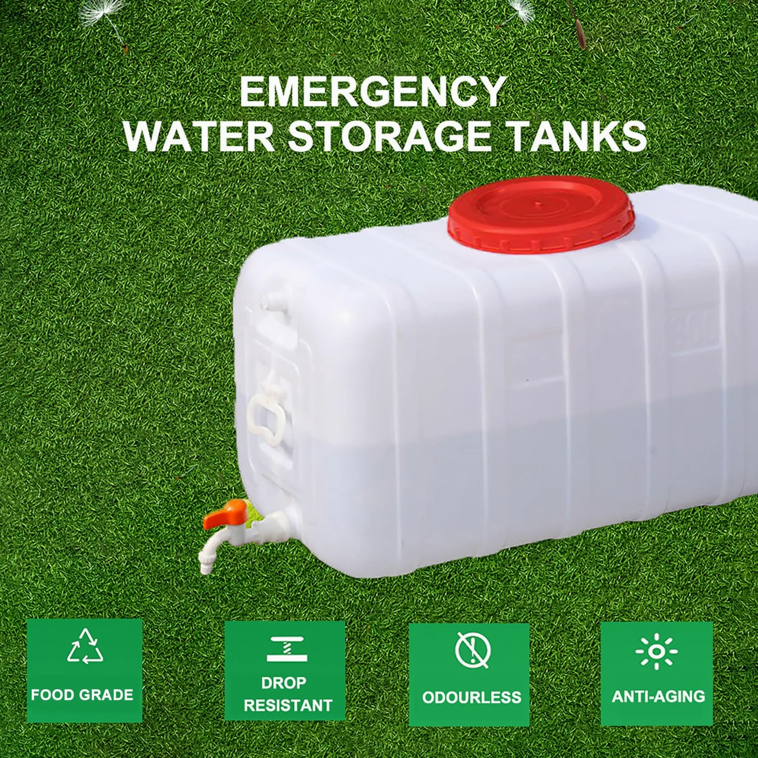 Plástico Portátil Bidón De Agua Depósito De Almacenamiento De Agua,con Grifo para Actividades Al Aire Libre Acampada Granjasjardines Acampada Caravanas(Size:13.2gallon-50L)