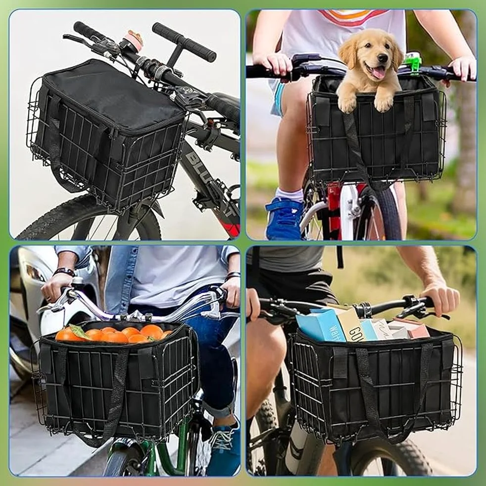 Cesta plegable para bicicleta con robusta capacidad de carga de seguridad mejorada de 15 kg adecuada para patinete eléctrico y bicicleta Accesorios