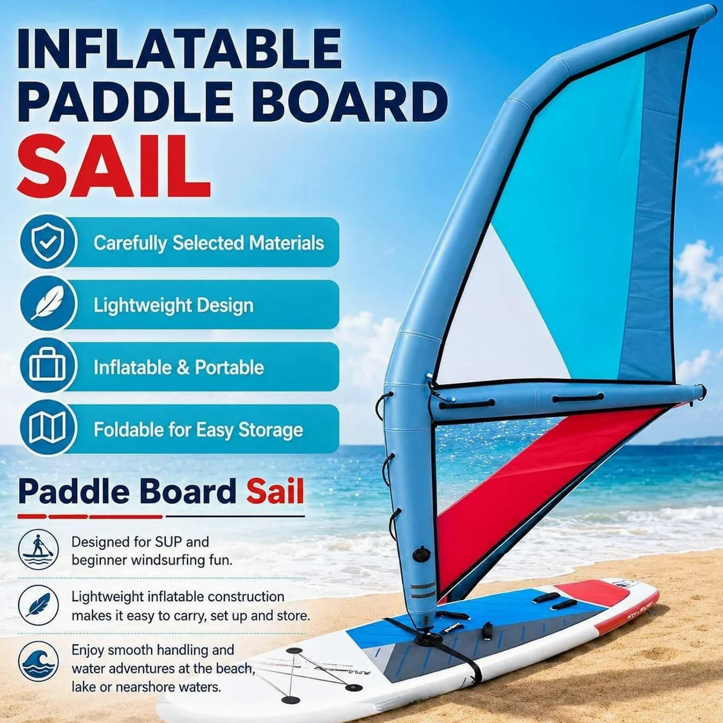 Kit de Vela Sup Hinchable con Bomba, Mochila y Base Giratoria 4.2m | Disponible En 2,2, 3,2, 4,2 O 5,2 M²; Siete Asas Facilitan El Agarre, El Levantamiento, Los Giros Y El Aprendizaje