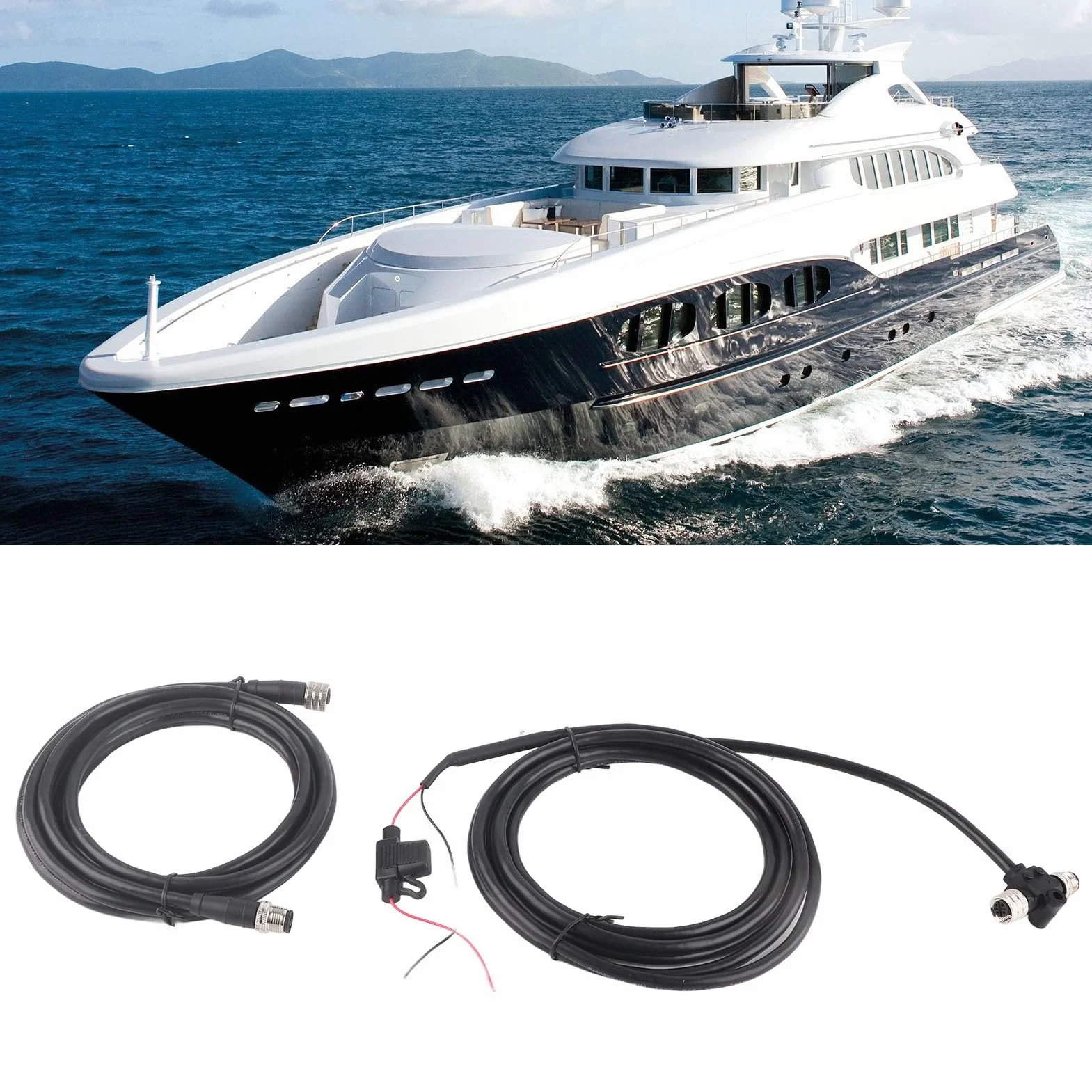 NMEA2000 Kit de iniciación con conector T + cable de alimentación + resistencia macho hembra + adaptador de 3 puertos IP67 resistente al agua para redes