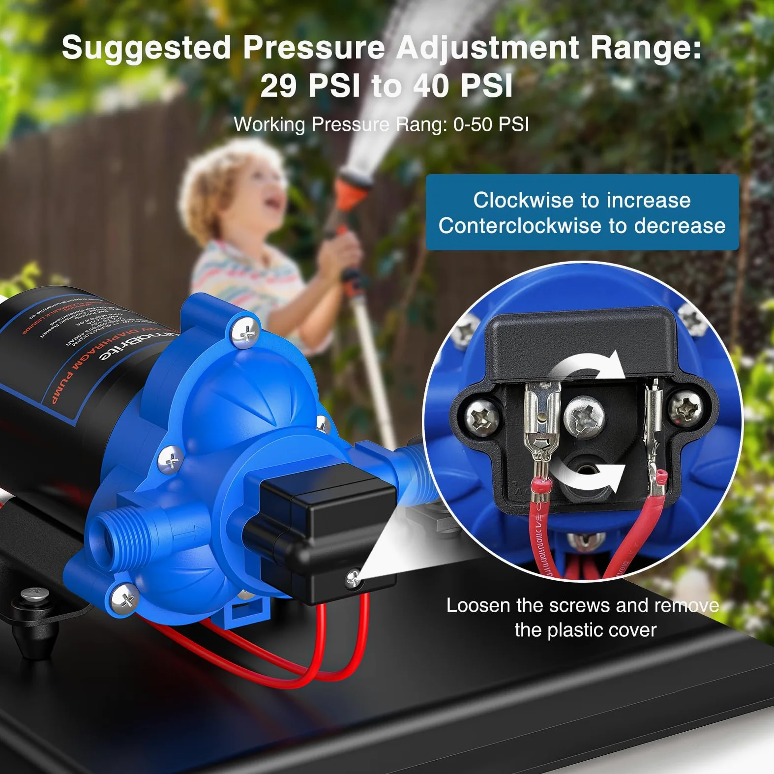 Bomba de Agua 12V, 3.0 GPM 50 PSI Bombas de Agua Sumergibles 12V DC Interruptor de Presión Automático Ajustable para RV, Yate, Jardín, Autocaravana