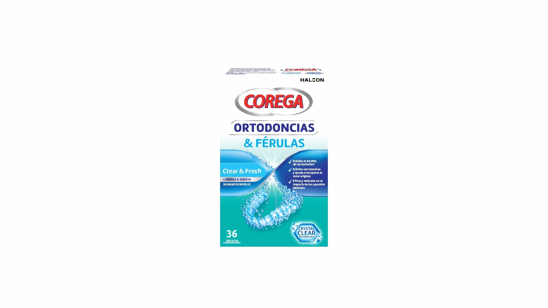 Corega Tabletas Limpiadoras para Ortodoncias y Férula Dental, 36 Tabletas