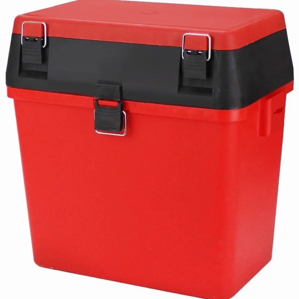 Caja de aparejos de pesca con correas ergonómicas, asiento desmontable, interior modular y sistema de hebilla superior segura (azul)