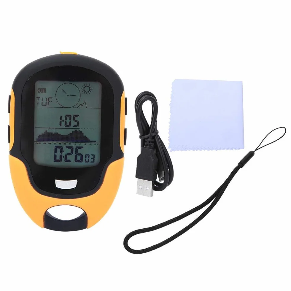 MAGT Brujula Digital Altimetro Digital Brujula Altimetro, SUNROAD Altímetro Digital multifunción para montañismo al Aire Libre FR500 Barómetro de Pesca con brújula(Amarillo)