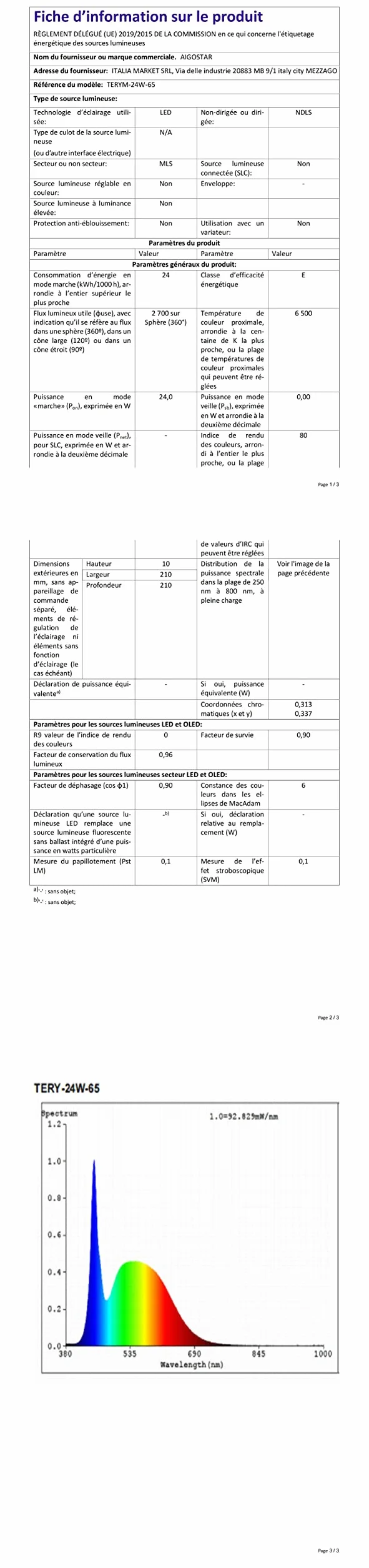 Aigostar Lampara de Techo LED 24W Ø285mm 2700LM Luz blanca fria 6500K para Sala de Estar