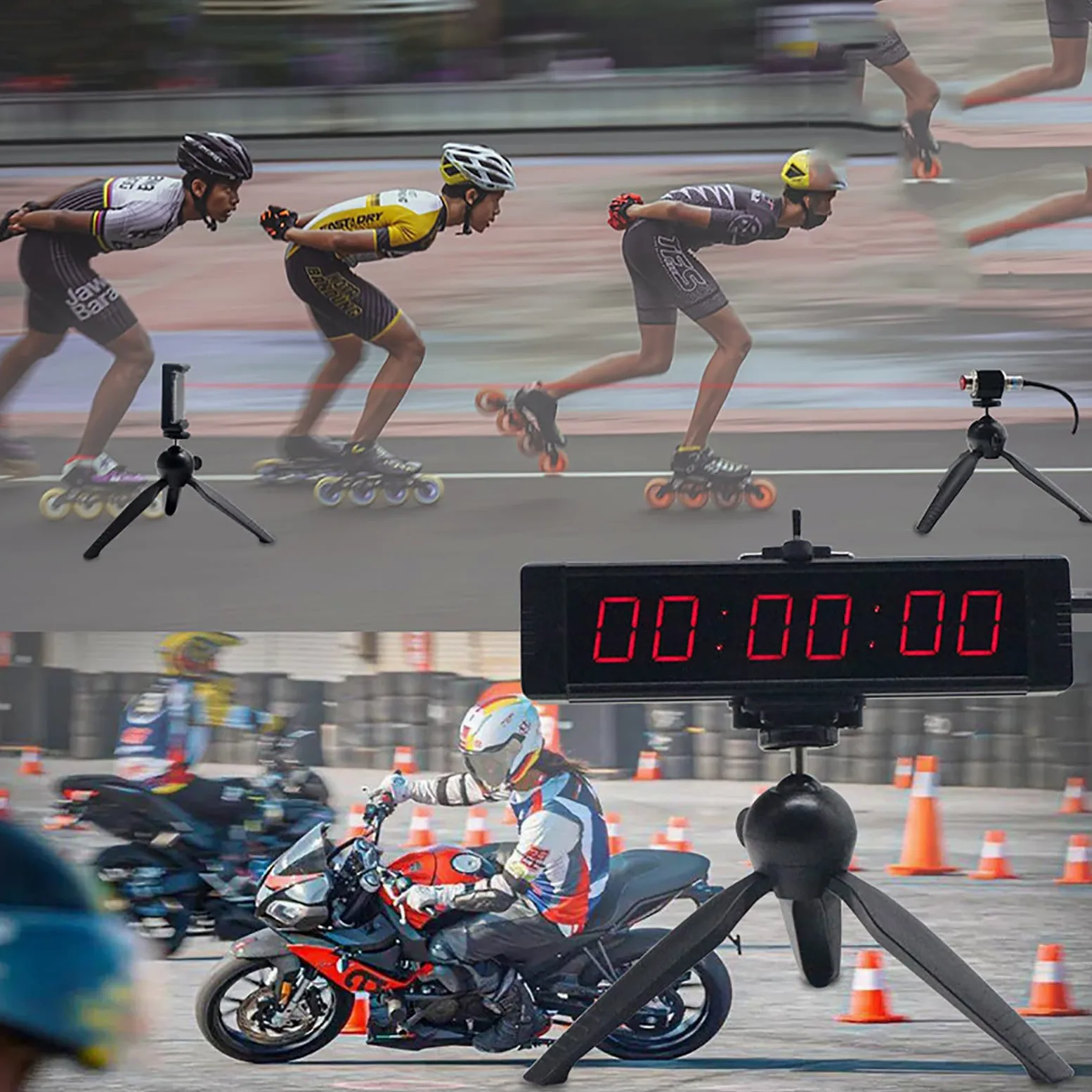 Reloj de carrera deportivo con cronómetro LED, cronómetro de pista, temporizador de cuenta regresiva digital, con sensor y soporte, para correr, carreras, carreras de caballos, patinaje sobre ruedas