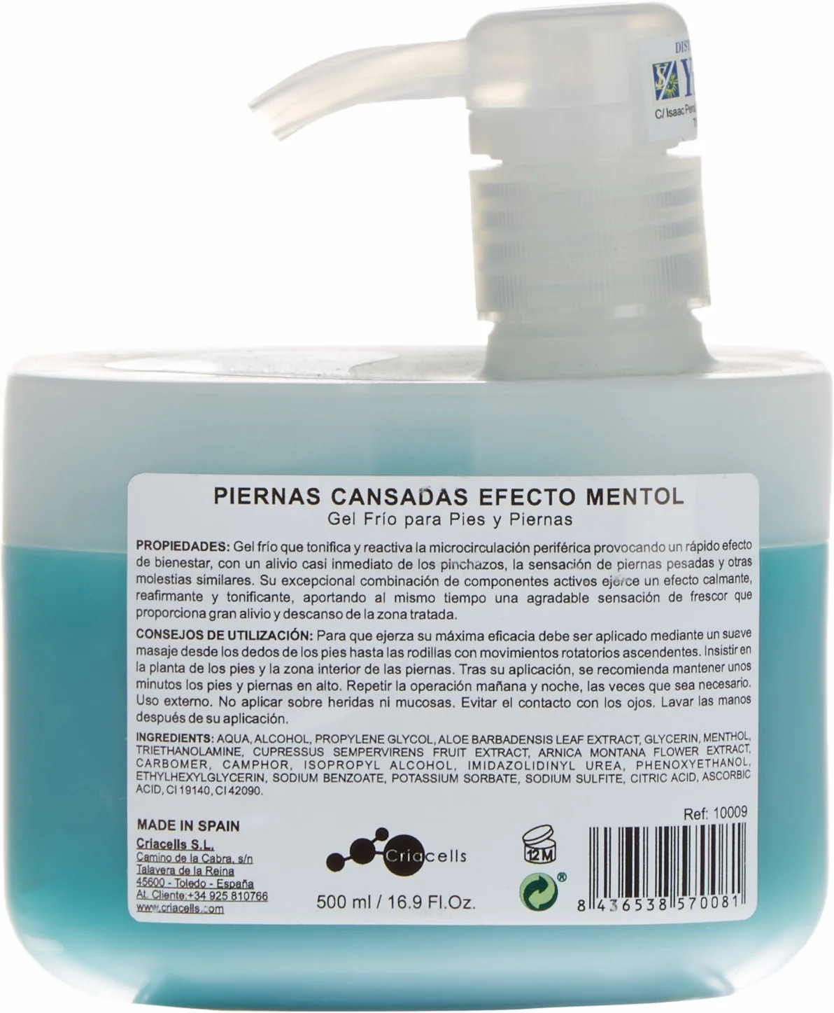 Bifemme Piernas cansadas mentol 500 ml