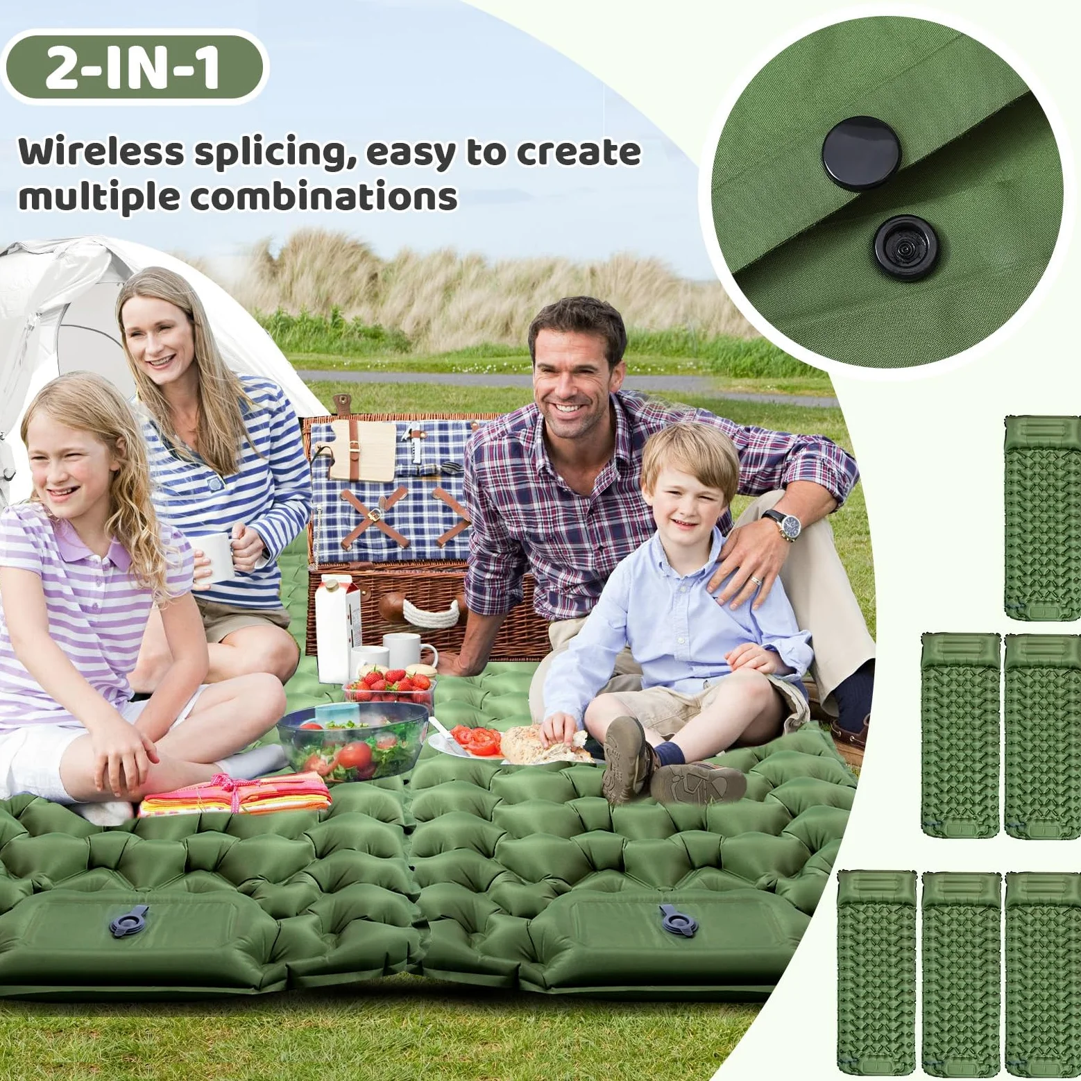 Colchoneta inflable ultraligera para dormir para camping, almohadilla de dormir autoinflable con bomba de pie integrada, colchón de aire duradero e impermeable para aventuras de camping y