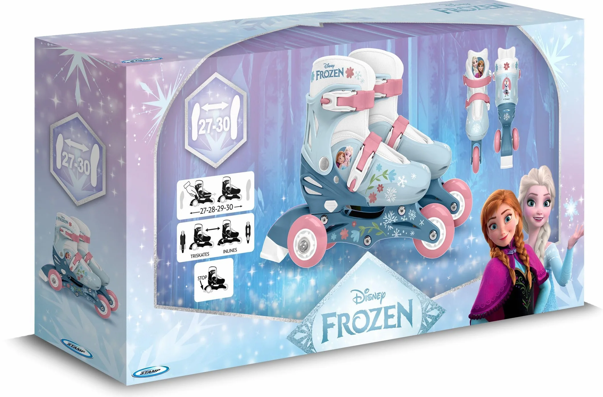 Frozen II Adjustable Two in One 3 Wheels Skate Azul 27-30