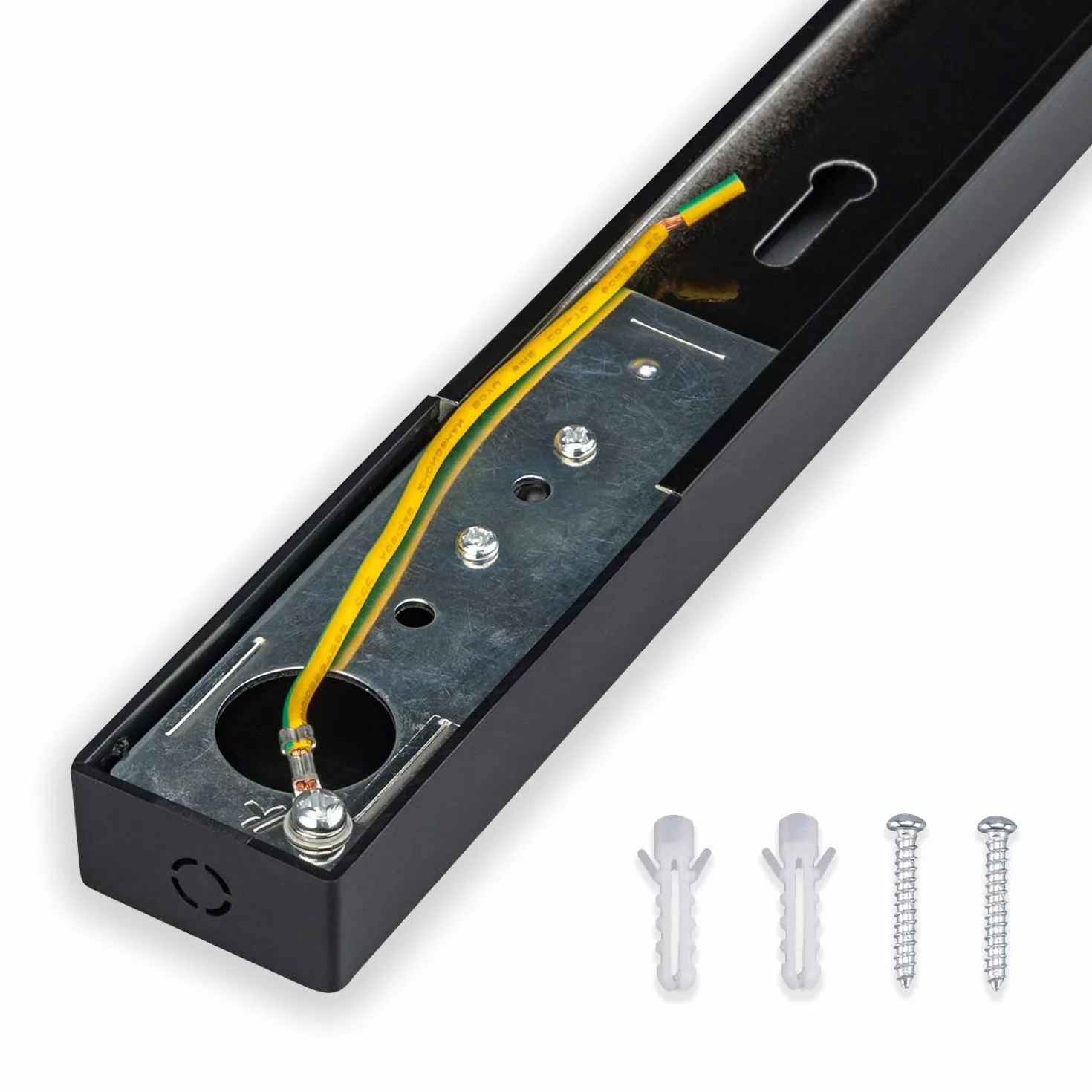 POPP® Carril monofasico 1 metro Accesorio LED superficie aluminio negro