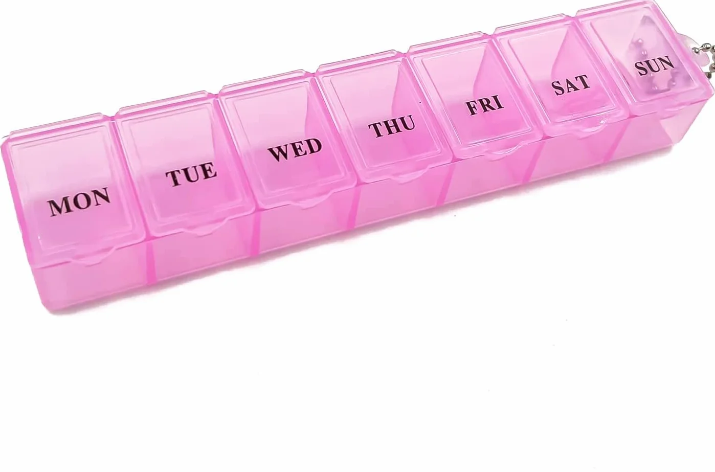 Pastillero Organizador Rosa Estuche 7 Días 1 Vez al Día Contenedor Semanal Suplementos