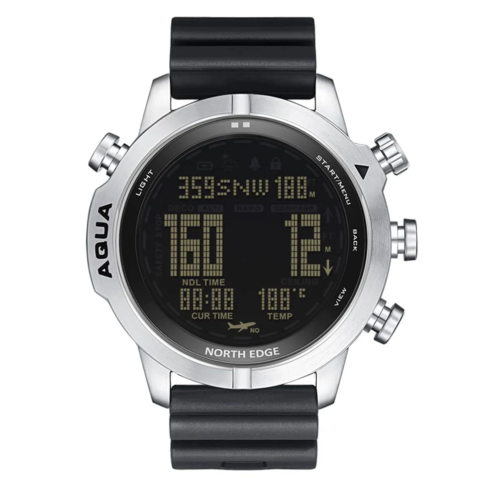 Dive Computer Watch 100M Impermeable Profesional Scuba Diving Watch Electronic Digital Sport Reloj de Pulsera Deep Diver Relojes Brújula Cronómetro Barómetro Termómetro Altímetro (Negro)