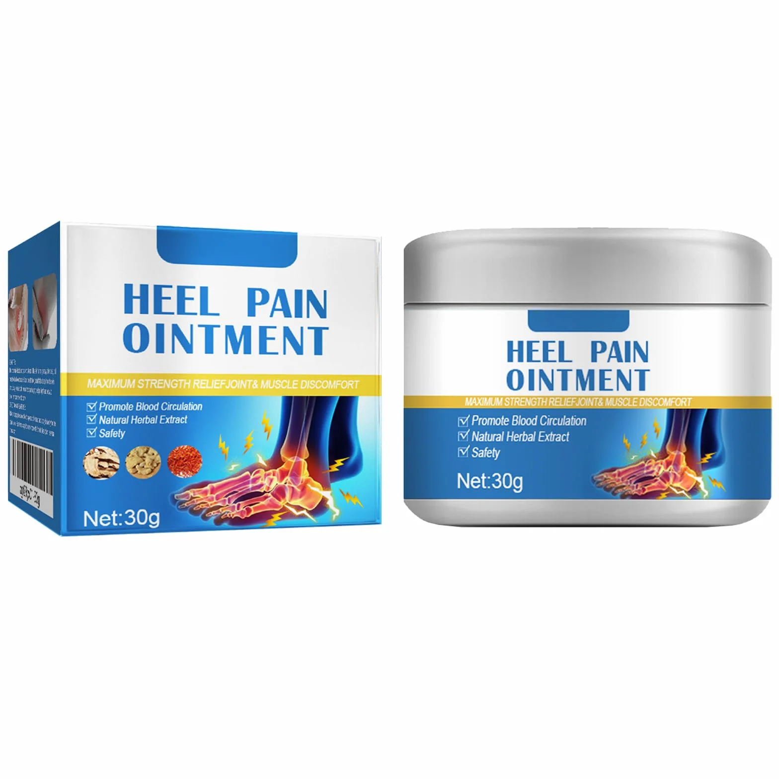 Crema para Espolones Calcáneos y Dolor de Talón, Ungüento Calmante 30g