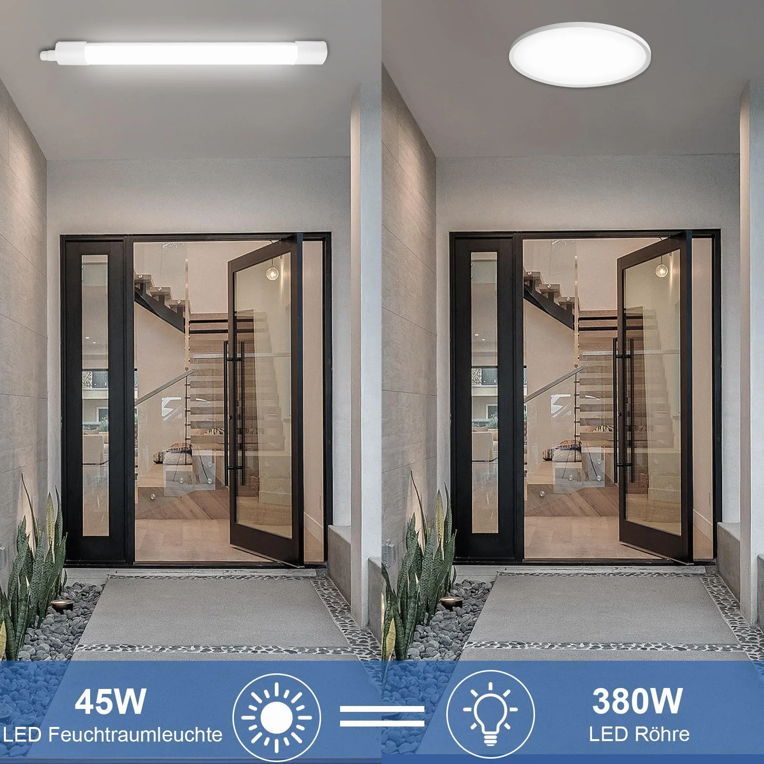 Lámpara LED IP65 45W 5000lm 4000K 150cm blanco neutro para ambientes húmedos