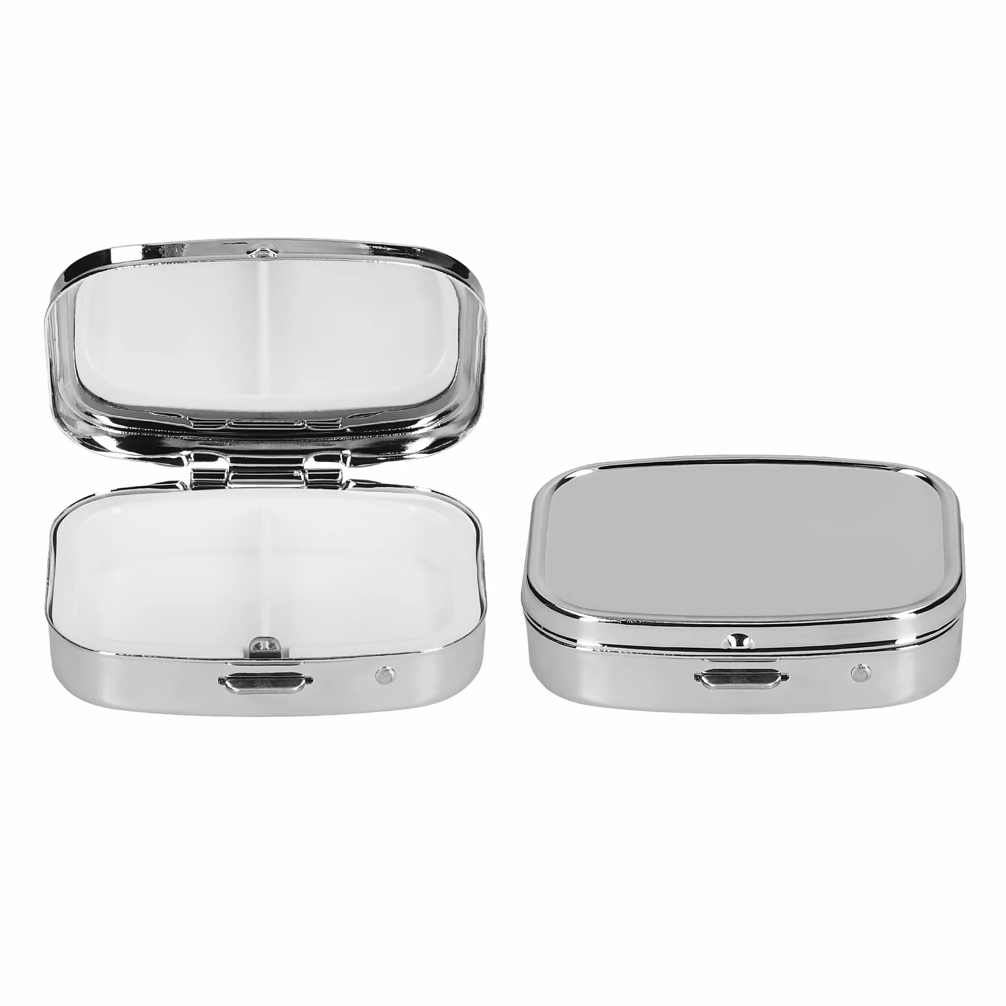 kwmobile Pastillero metálico 2en1 acero inoxidable 2 compartimentos plata