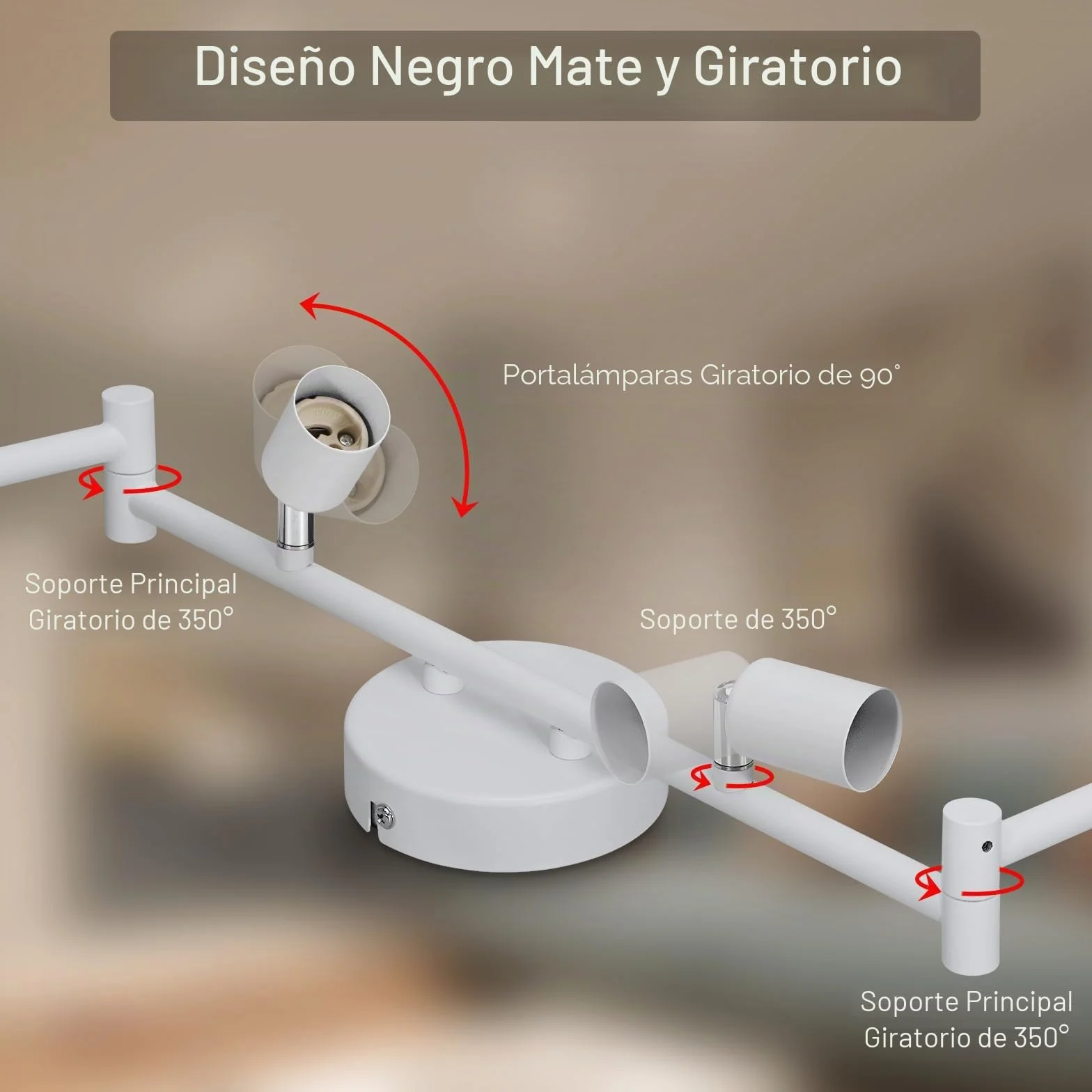 Lámparas de Techo LED 6 Focos Orientables GU10 Blanco Giratoria