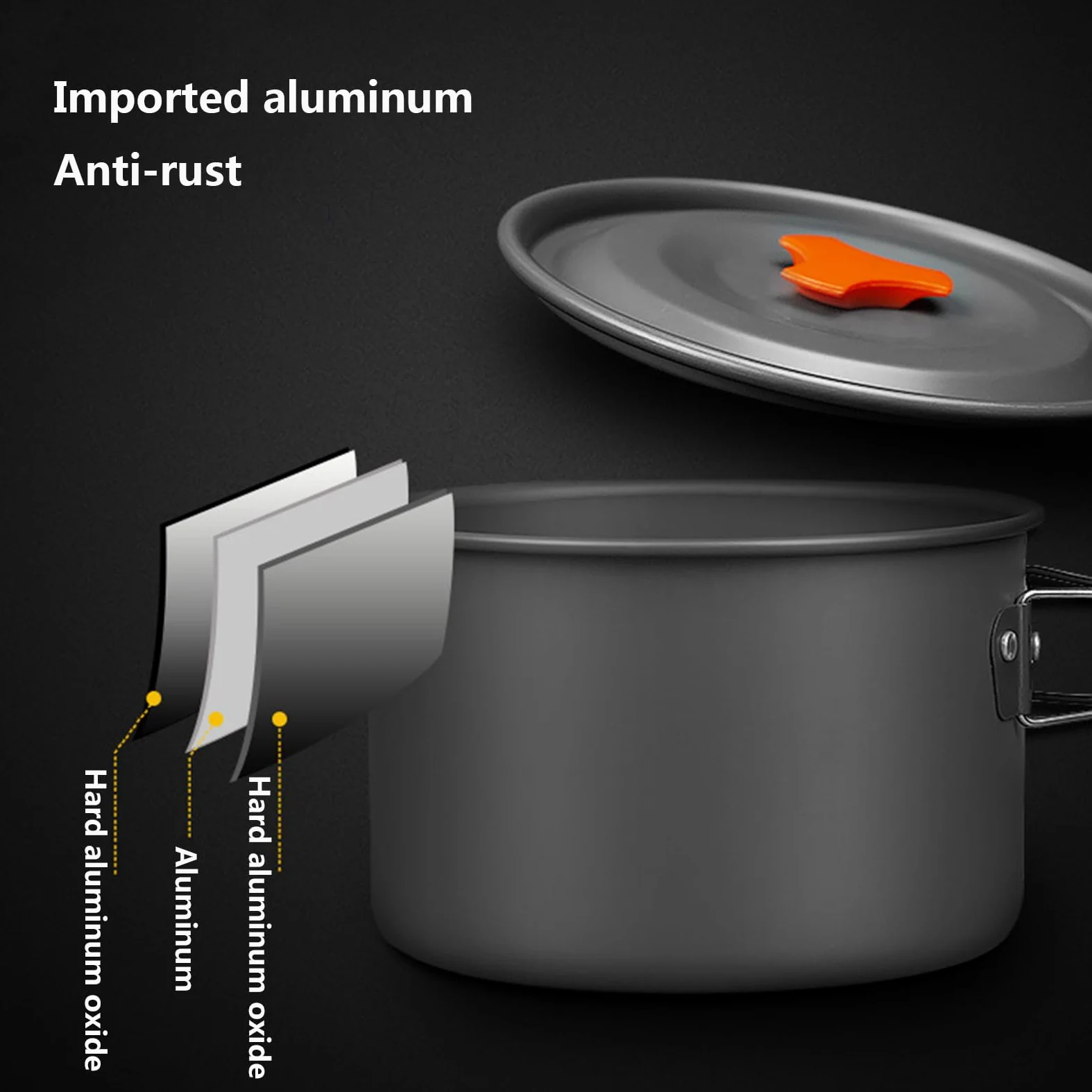Kit De Utensilios De Cocina para Camping Kit Cocina Camping para 2-3 Personas Ollas De Aluminio Ligero Plegables con Cubiertos Plegables para Senderismo Acampada Picnic Excursión