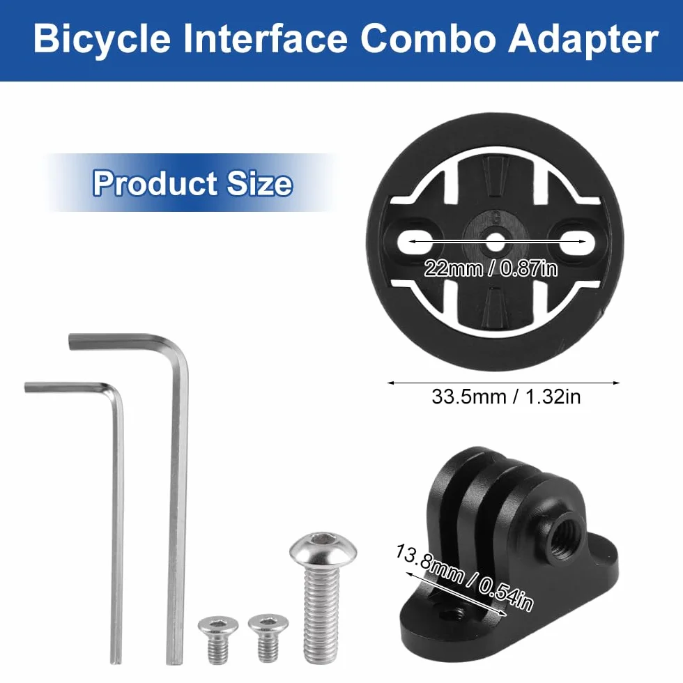Soporte Bicicleta, Soporte para Ciclocomputador Gopro Universal Soporte para Cámara Compatible con Luz Bicicleta Adaptador Combo de Montaje para Garmin Edge, Distancia Entre Orificios 22