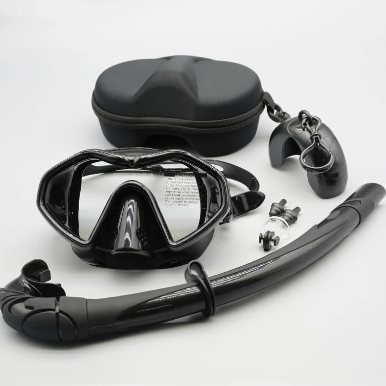 Máscara de Snorkel Buceo Kit de Snorkel de Silicona Impermeable y antivaho para Adultos con Espejo de Superficie de Buceo de Gran tamaño