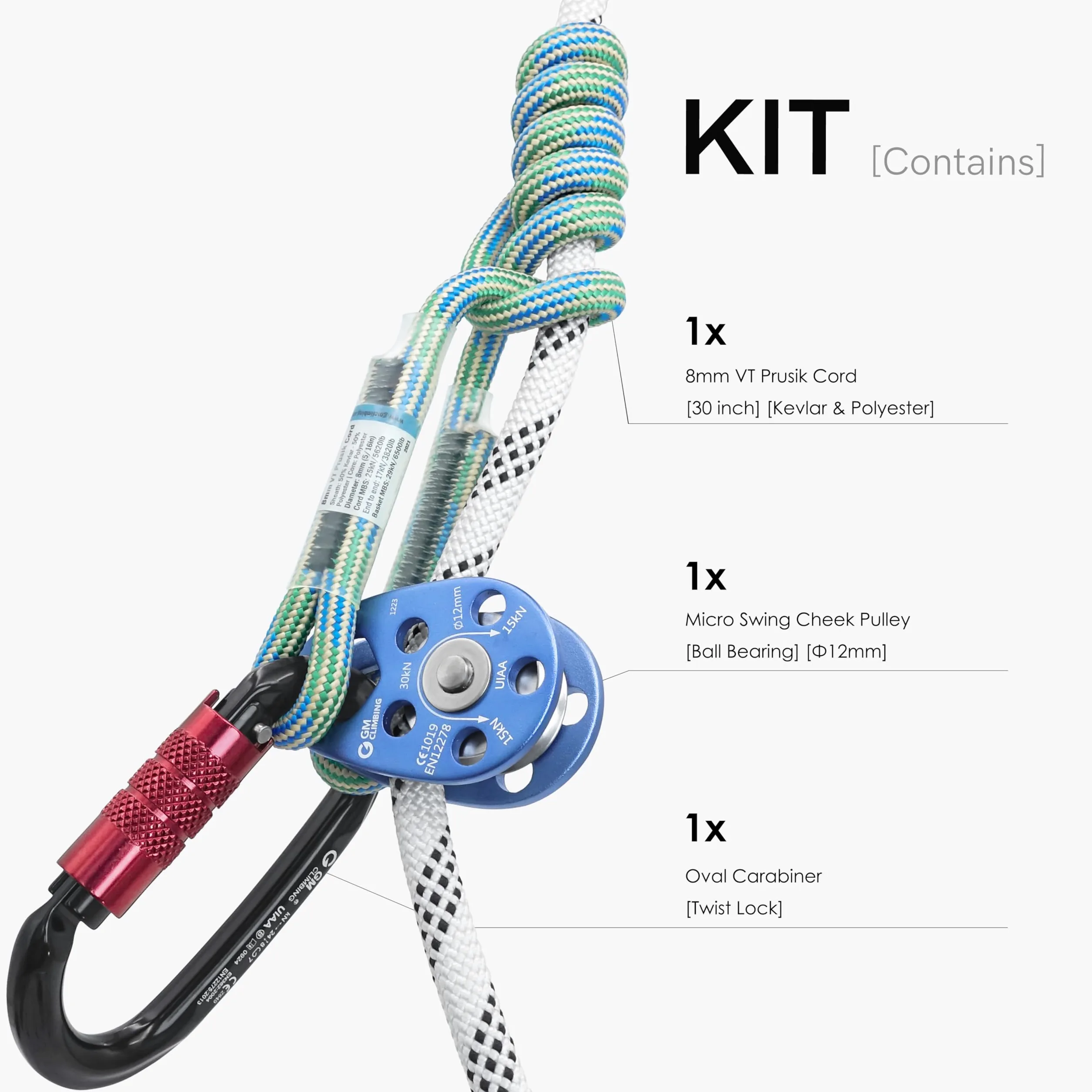 GM CLIMBING CE UIAA Certificado 30kN Swing Cheek Micro Polea Uso General Escalada