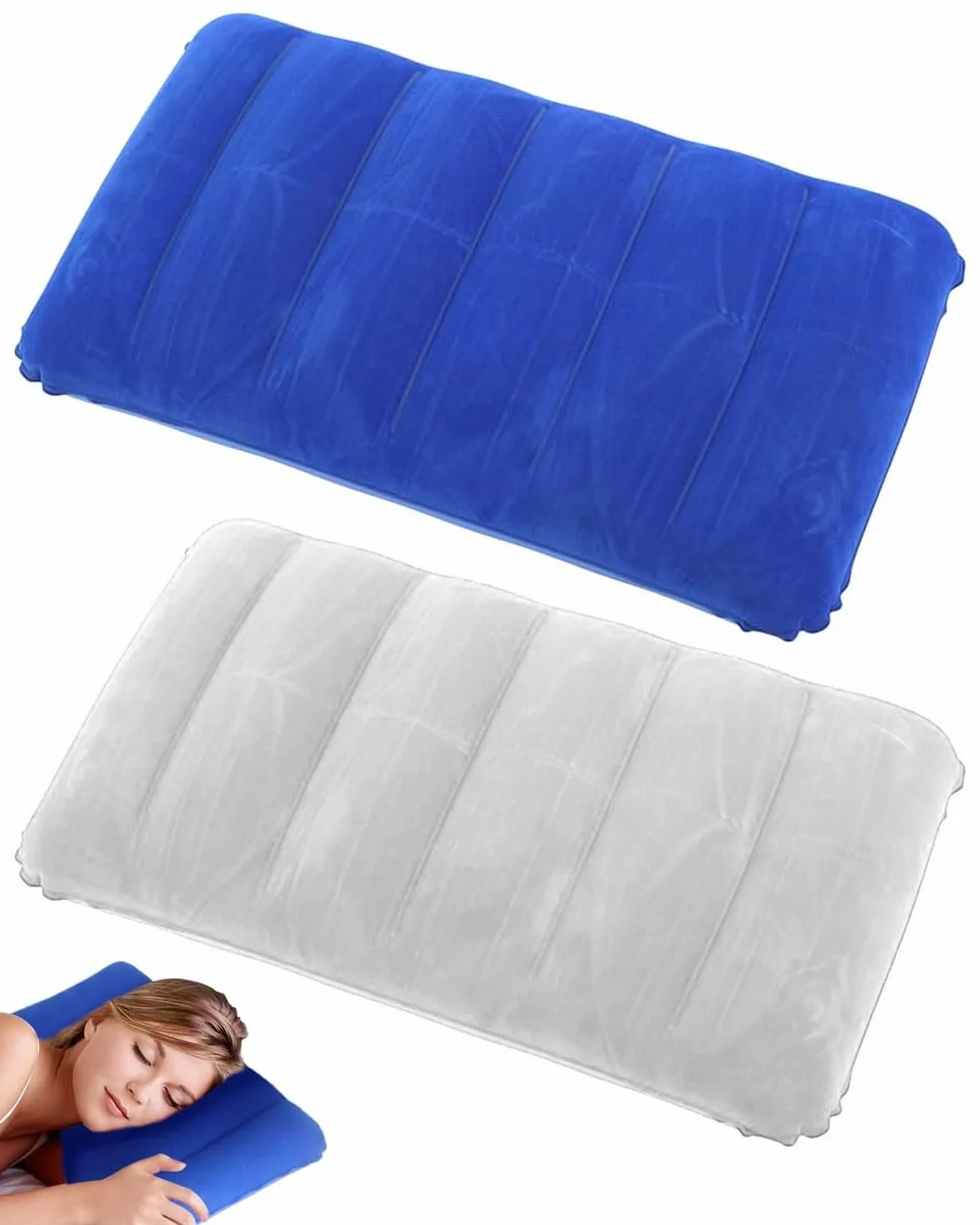 2 piezas Almohadas Inflables de Viaje para Acampar Almohada para Inflar Almohadas de Camping Hinchables Almohada de Viaje Cojín de Aire para Playa, Senderismo
