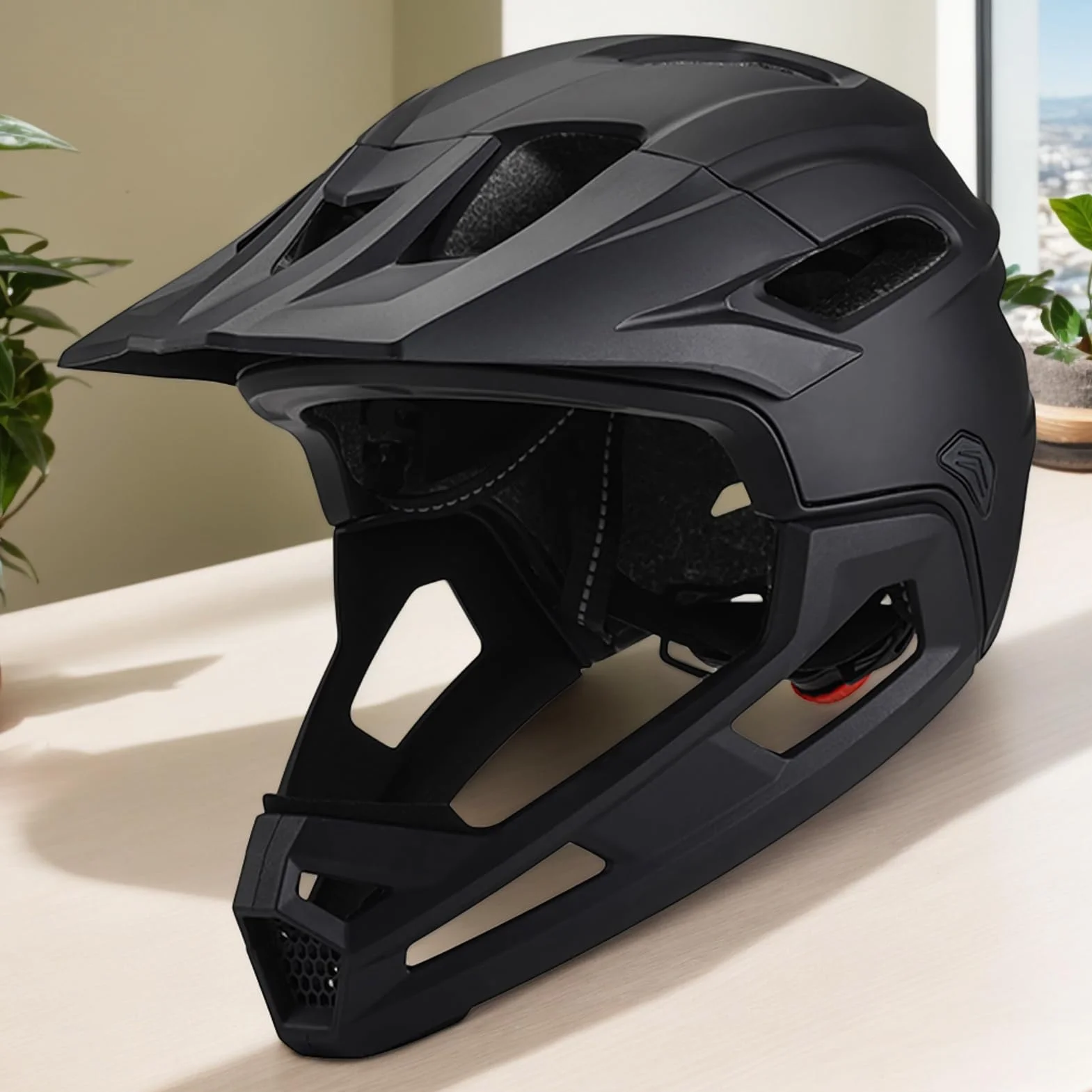 Casco De Bicicleta De Montaña: Casco De Cara Completa A Prueba De Choque Ajustable con Visera Y Soporte De Barbilla Desmontable para Adultos, Equipo De Protección Profesional Unisex para Andar En