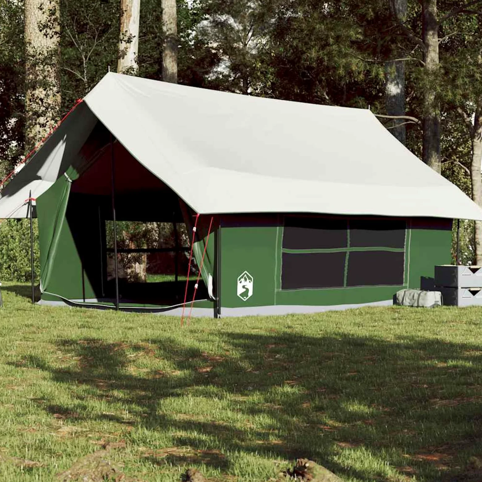 HOMELEN - Refugio para acampada para 5 personas, impermeable, de poliéster verde, tamaño familiar, resistente a la intemperie con lluvia extraíble, puerto eléctrico y ventilación para patio