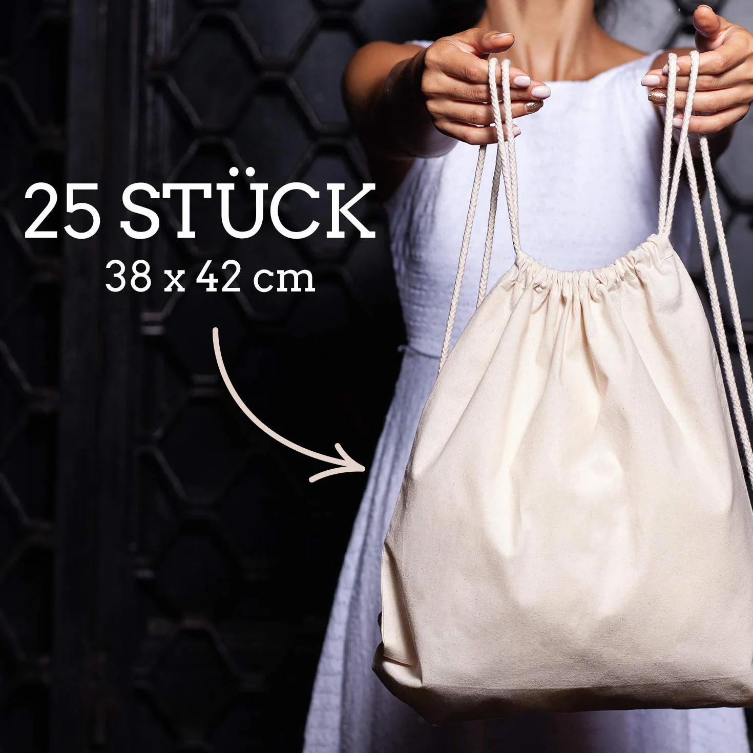 Bolsa de deporte de algodón OEKO-TEX® 38 x 42 cm 25 unidades