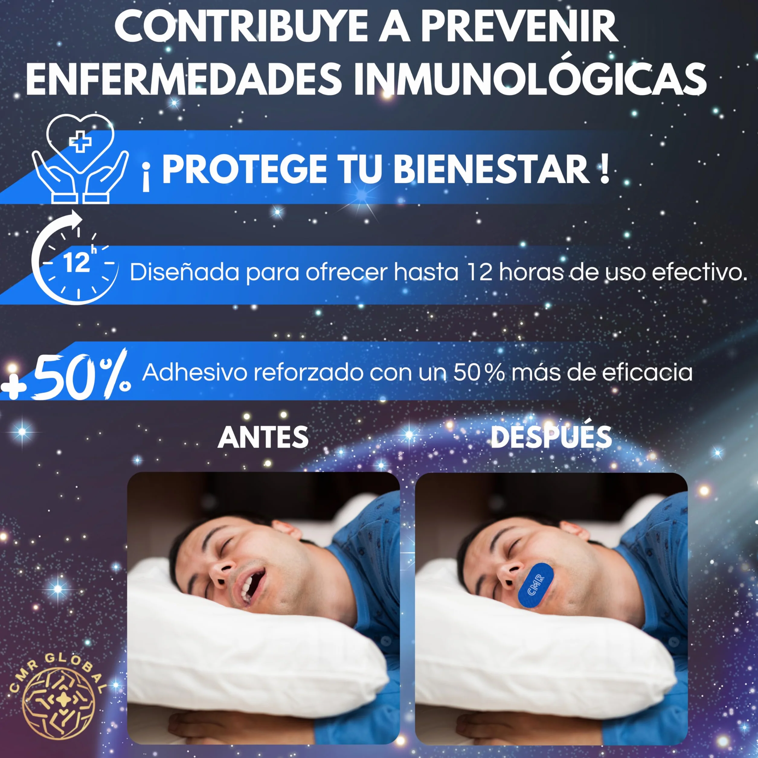 Mouth Tape Pack Premium para Dormir Antirronquidos 60 Tiras Bucales Cinta Mejora Respiración