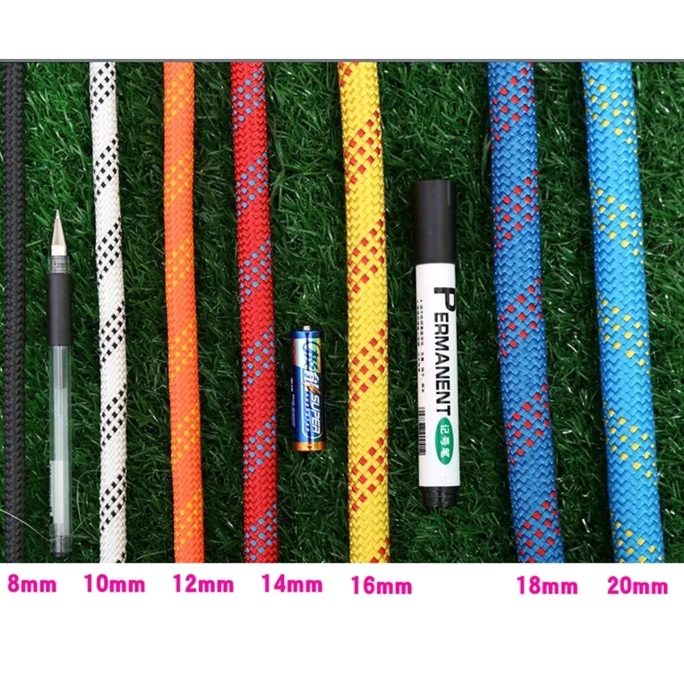 Cuerda de Escalada Cuerda de Alpinismo estática Verde de 14 mm, Cuerda de Nylon de Alta Resistencia Resistente al desgarro con mosquetón Doble 10M-100M (Tamaño : 10m)