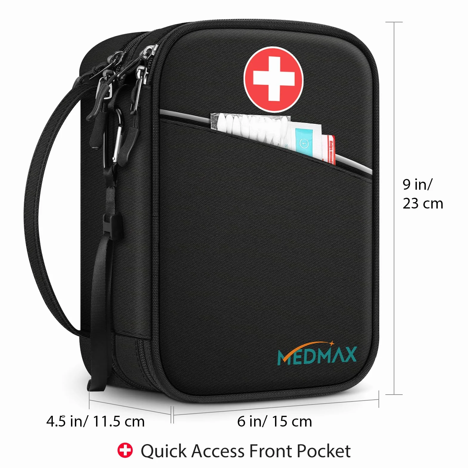MEDMAX Enfriador Bolsa de Insulina 4 Paquetes de Hielo, Organizador de Medicamentos Aislado Estuche, Negro