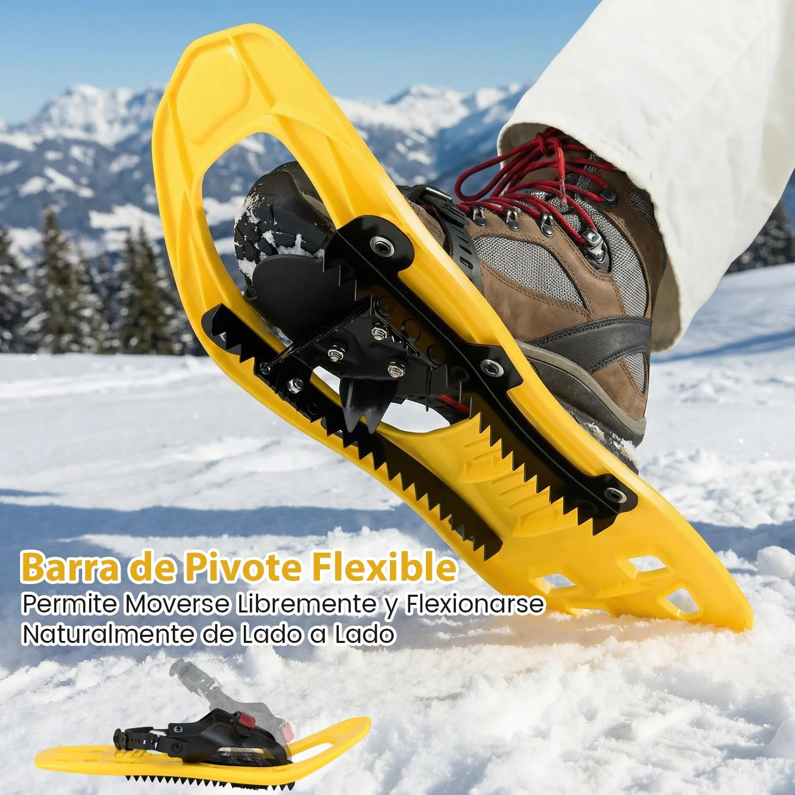 GYMAX Juego de Raquetas de Nieve, Raquetas Ligeras con Bastones Ajustables de Aluminio, Antideslizantes, con Bolsa de Transporte, Equipo de Montaña para Caminar en la Nieve para Niños