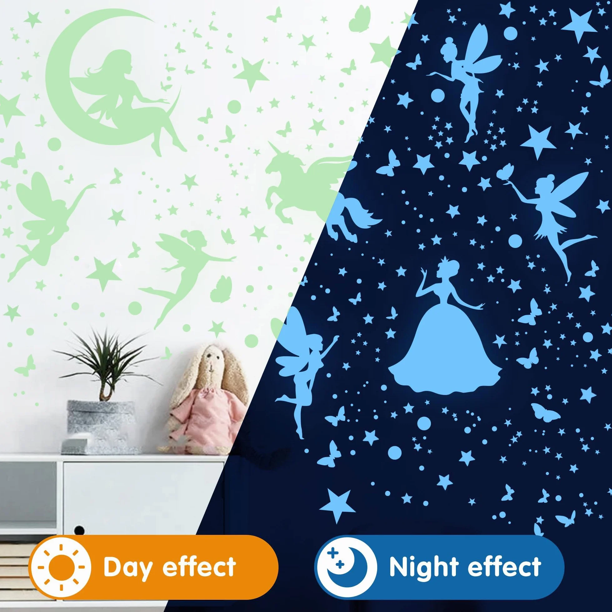 Estrellas Fluorescentes para Techo Pegatinas Pared Unicornio Hadas Luminosos 470PCS
